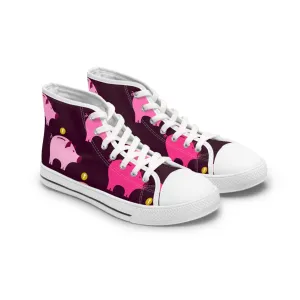 Cute Pink Piggy Bank Women's High Top Sneakers