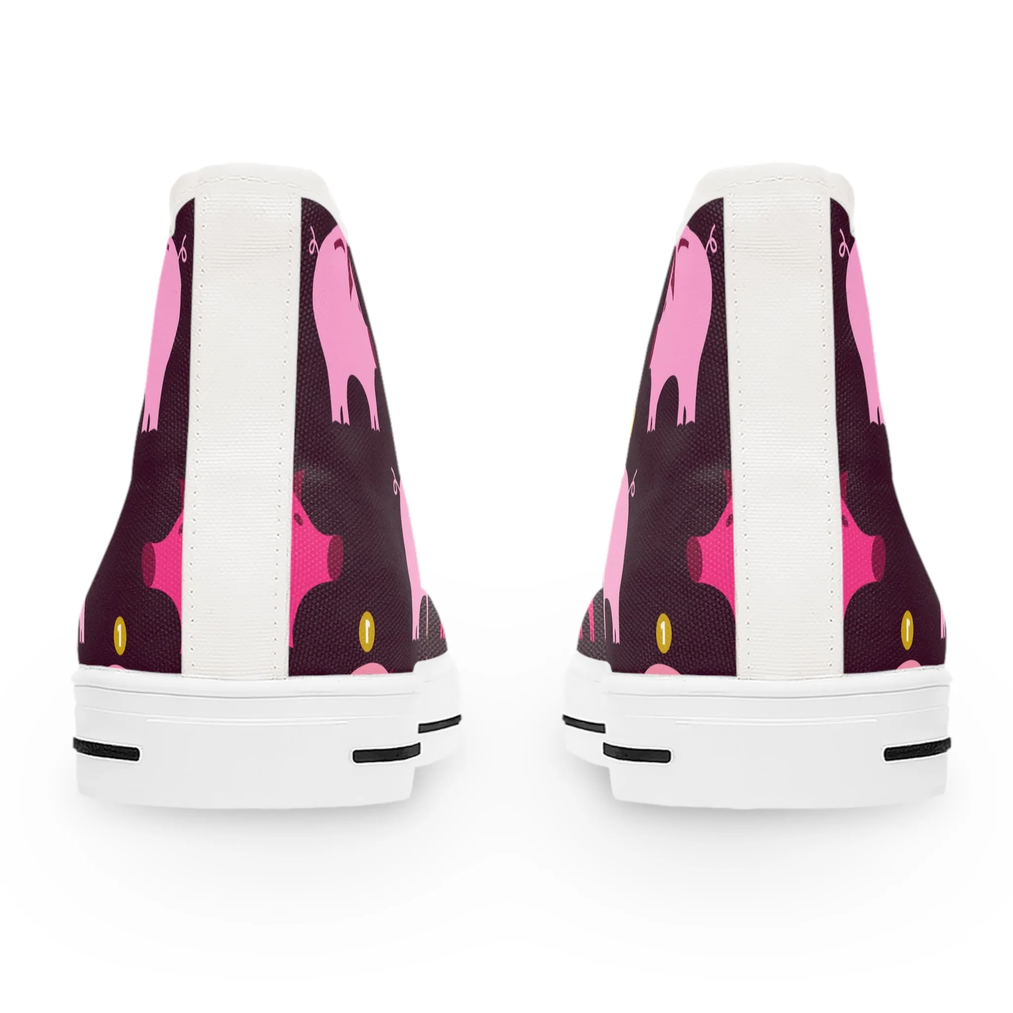 Cute Pink Piggy Bank Women's High Top Sneakers