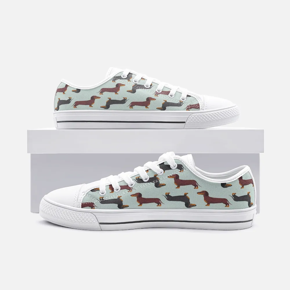 Dachshund Mint Green Low Top Unisex Canvas Sneakers