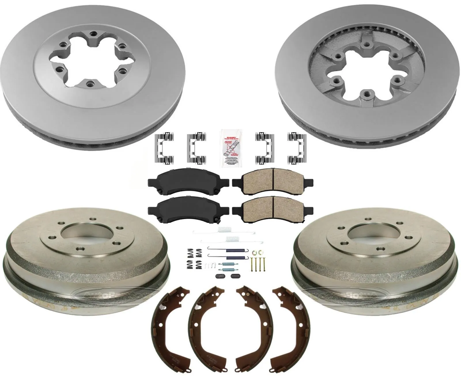 Disc Brake Rotors Ceramic Pads Drums Shoes 10pc Chevrolet Colorado 2009-2012