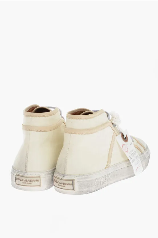 Dolce & Gabbana Vintage Effect Leather High-Top Sneakers