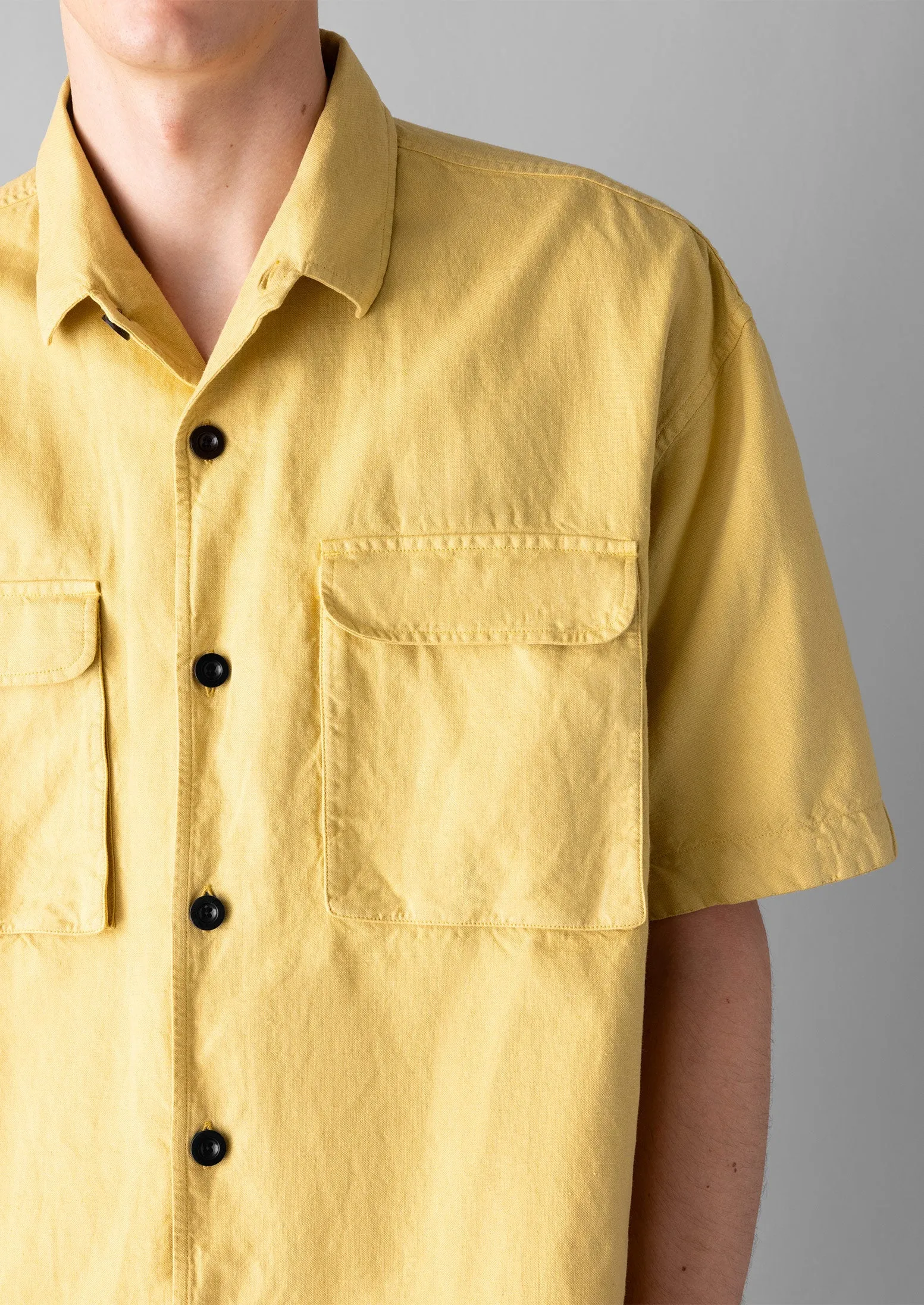 Dropped Shoulder Cotton Linen Shirt | Soft Yellow