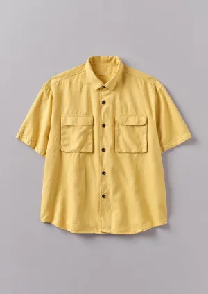 Dropped Shoulder Cotton Linen Shirt | Soft Yellow