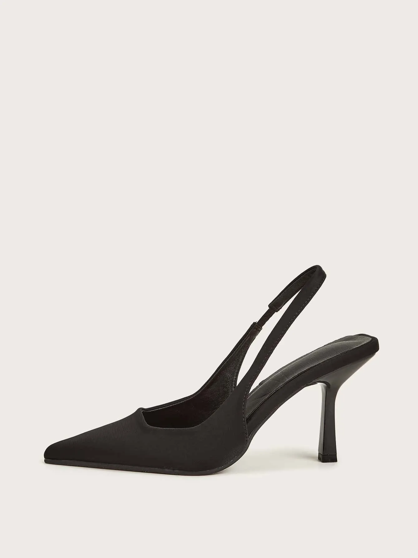 Elegant Black Pumps For Women, Minimalist Point Toe Stiletto Heeled Slingback Pumps