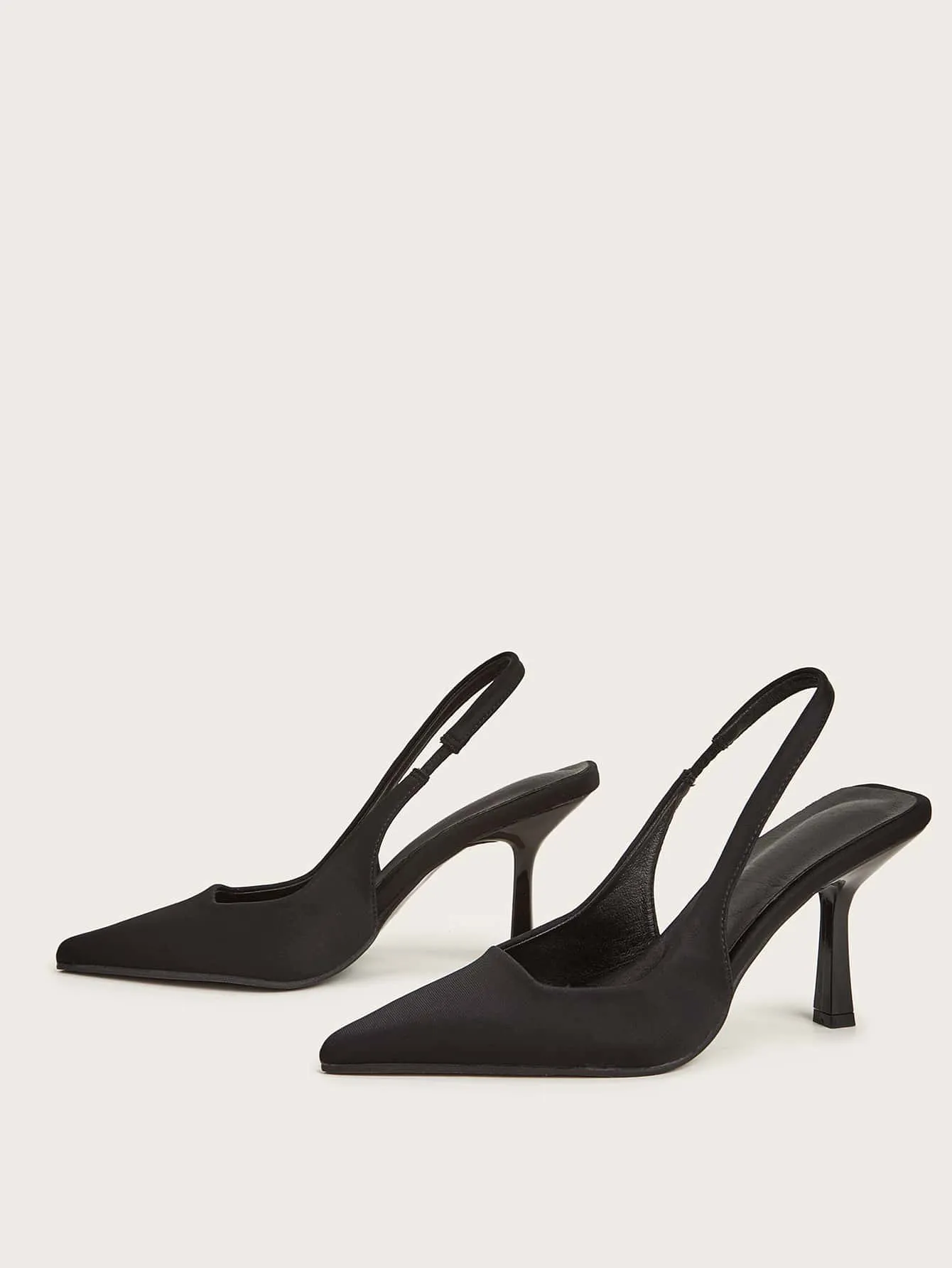 Elegant Black Pumps For Women, Minimalist Point Toe Stiletto Heeled Slingback Pumps