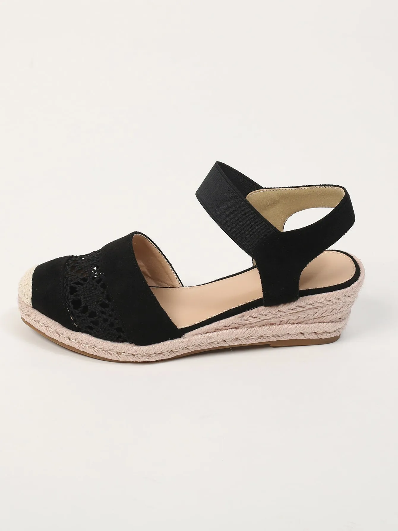 EMERY ROSE Hollow Out Cap Toe Espadrille Wedge Court Shoes