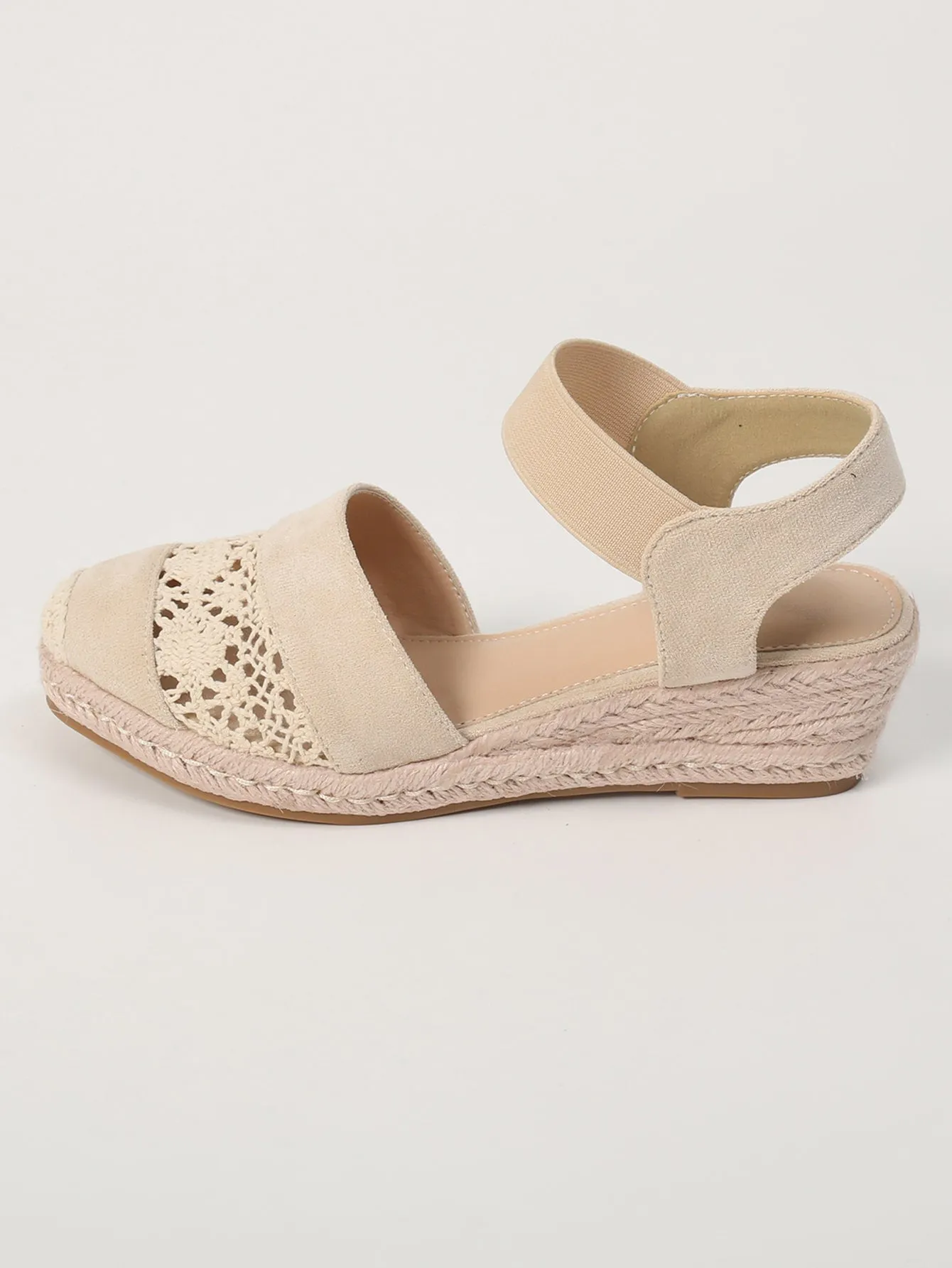 EMERY ROSE Hollow Out Cap Toe Espadrille Wedge Court Shoes