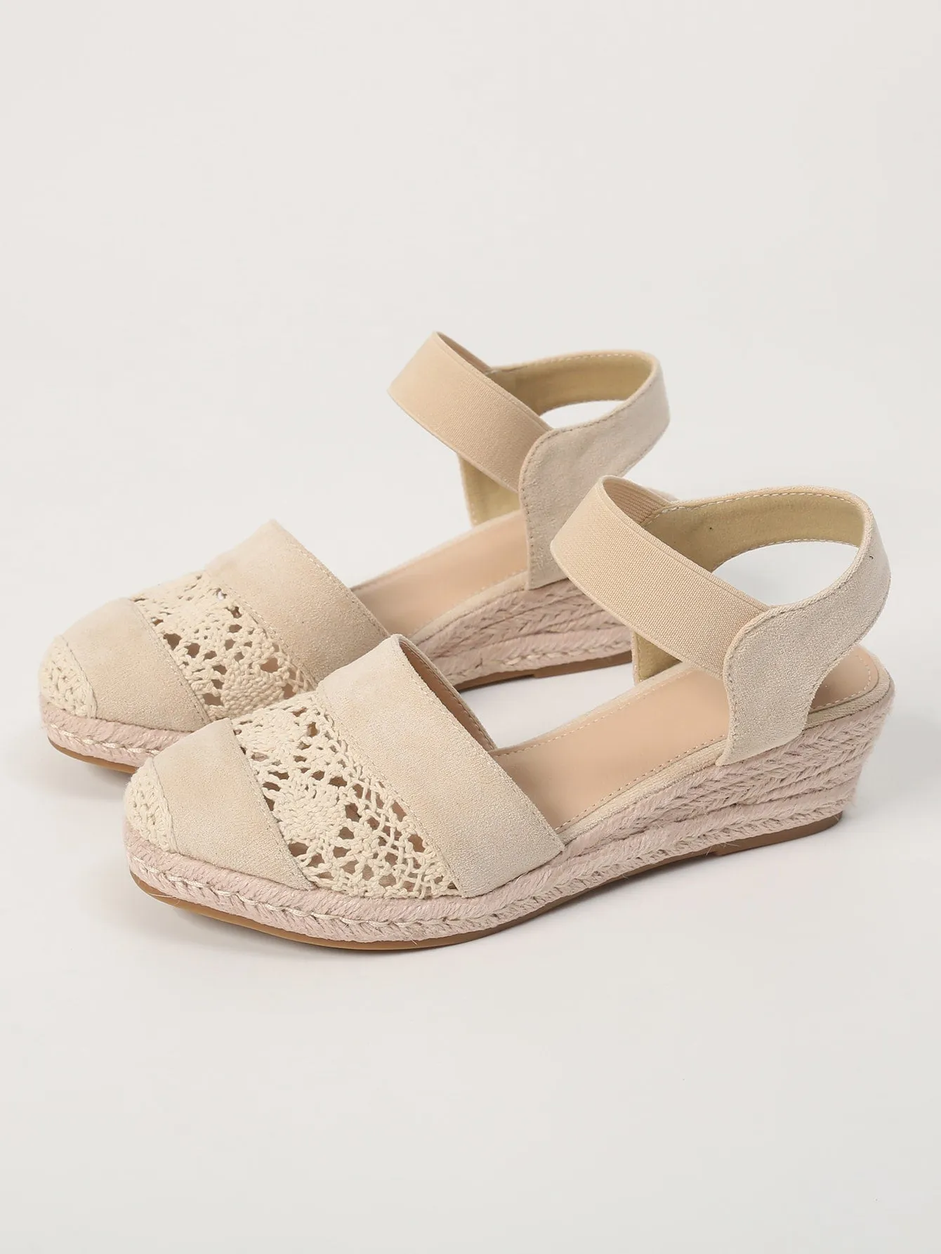 EMERY ROSE Hollow Out Cap Toe Espadrille Wedge Court Shoes