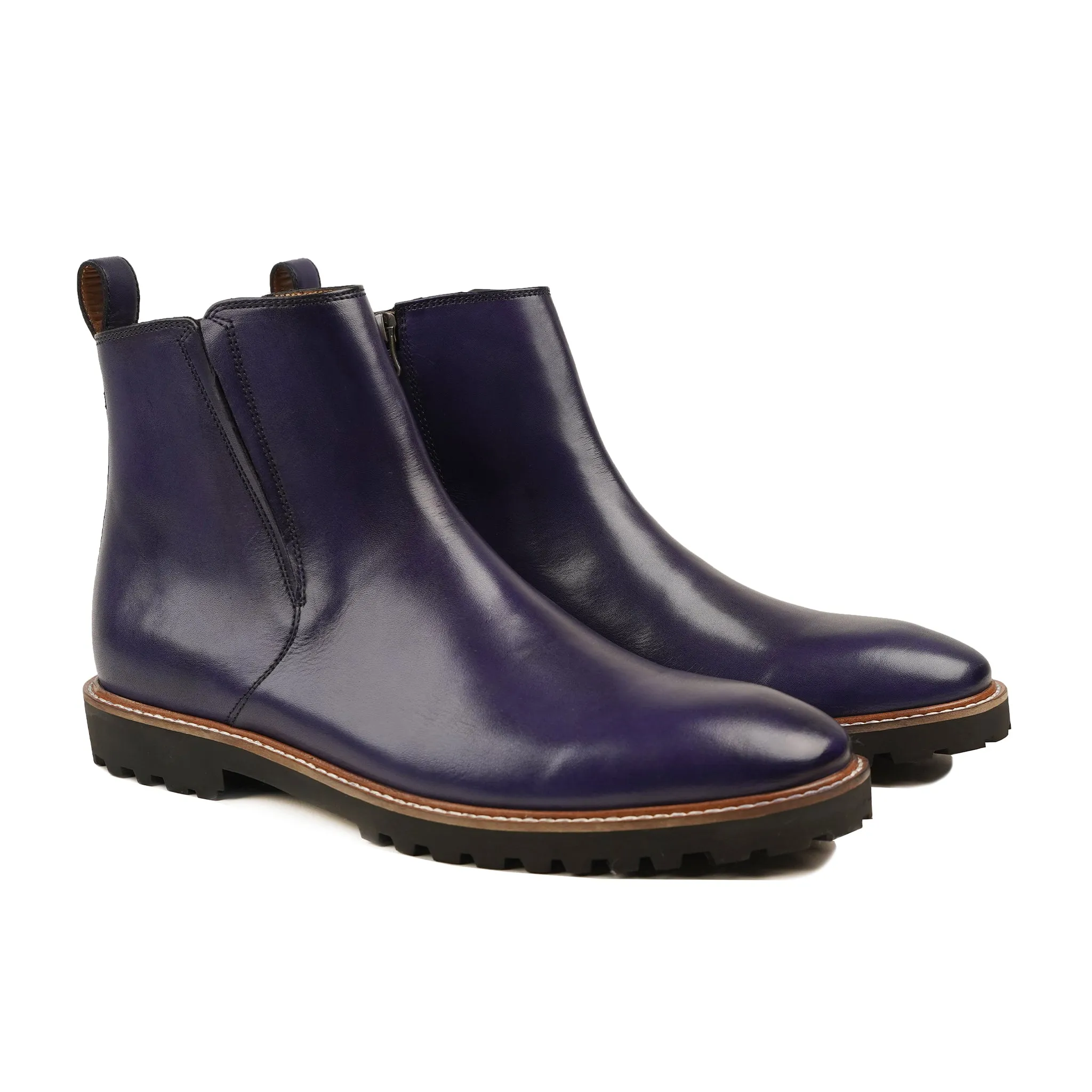 Erfurt - Men's  Blue Patina Calf Leather Chelsea Boot