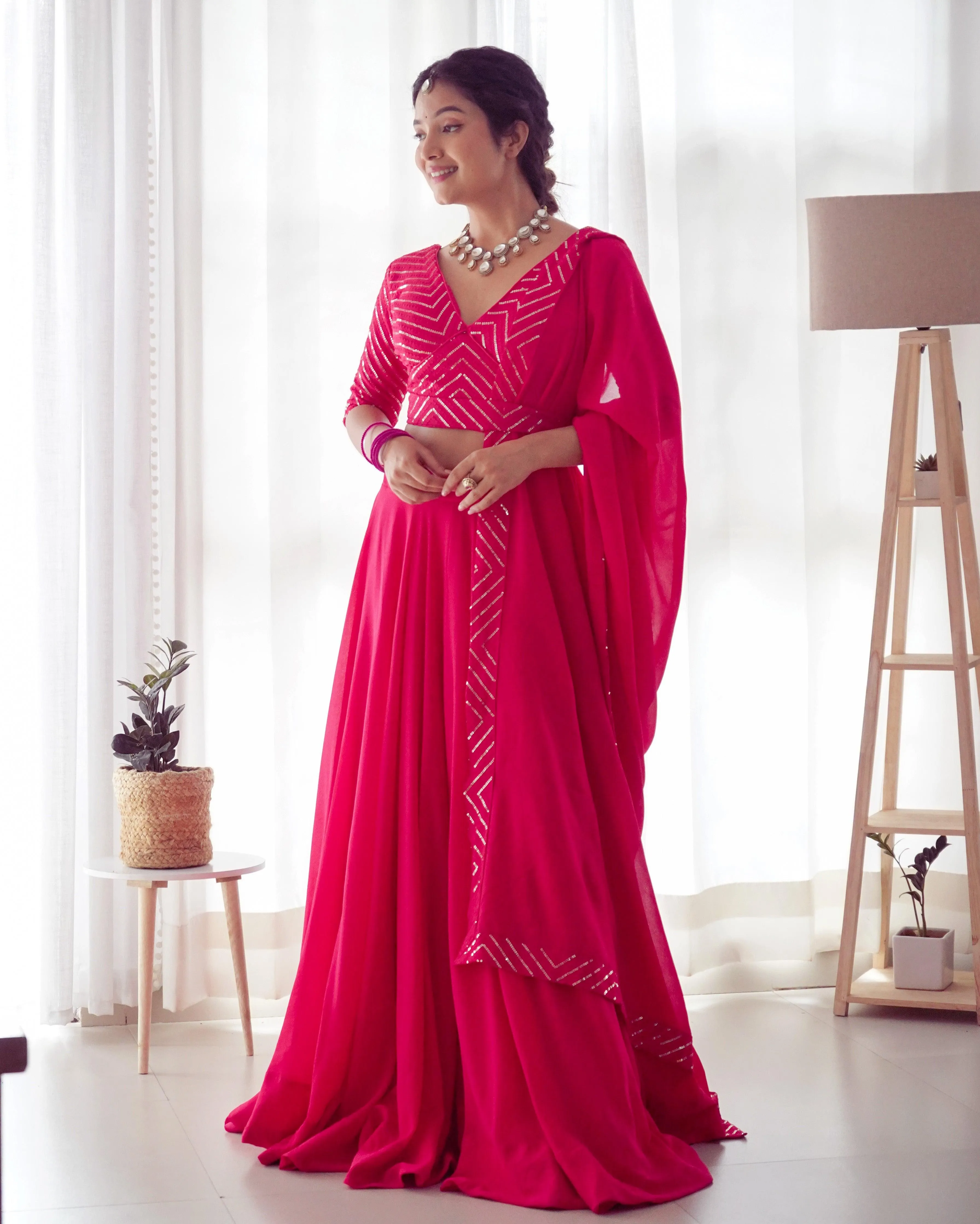 Exquisitely Embroidered Lehenga choli in georgette