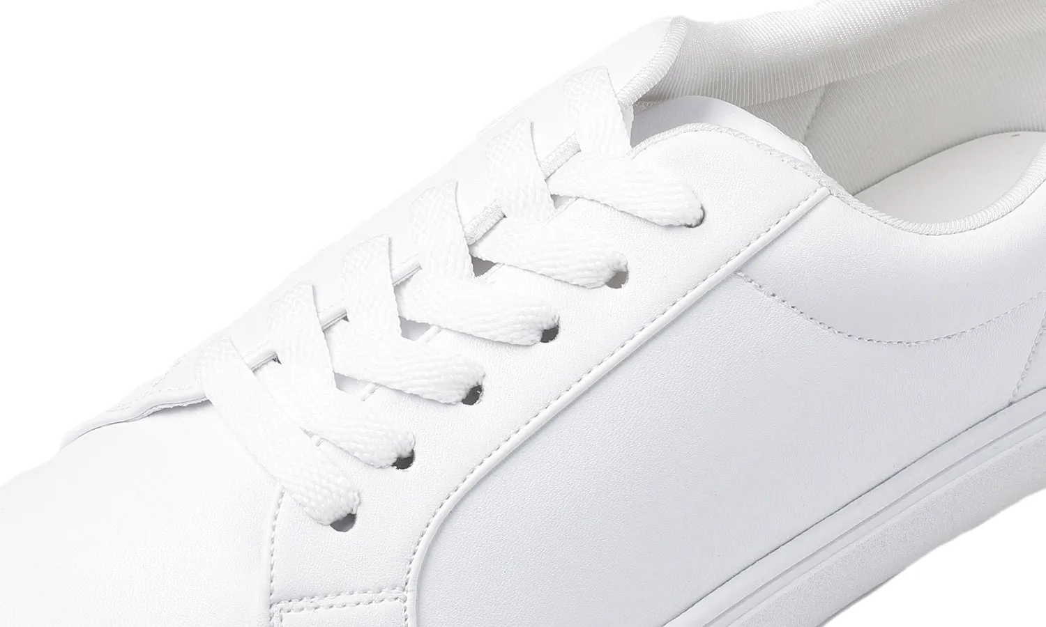 Feversole Women's Featured PU Leather White Lace Up Sneaker