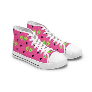 Frog Feet and Pink Background Women's High Top Sneakers