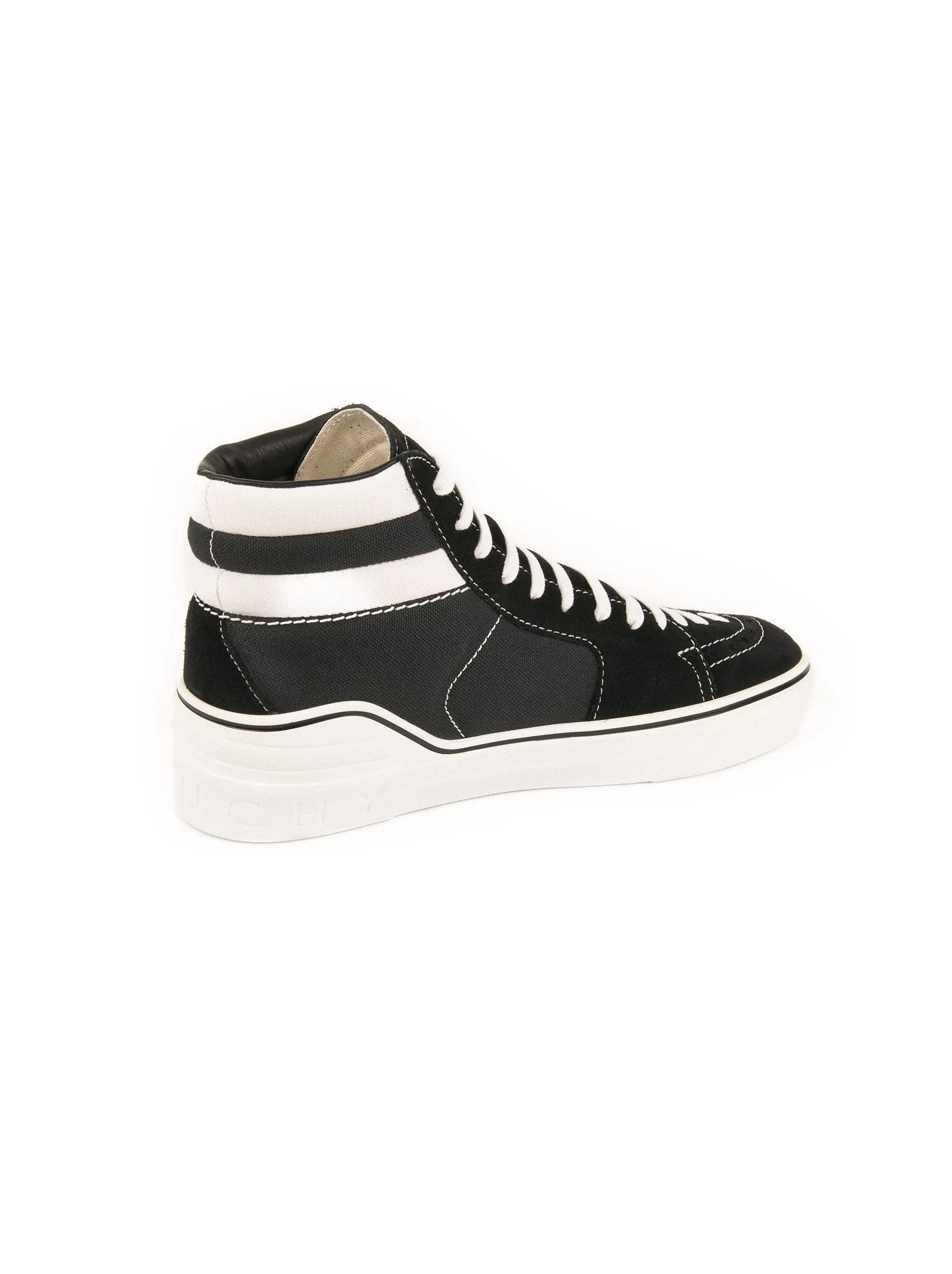 George V Suede And Cotton Canvas High Top Sneakers - Black