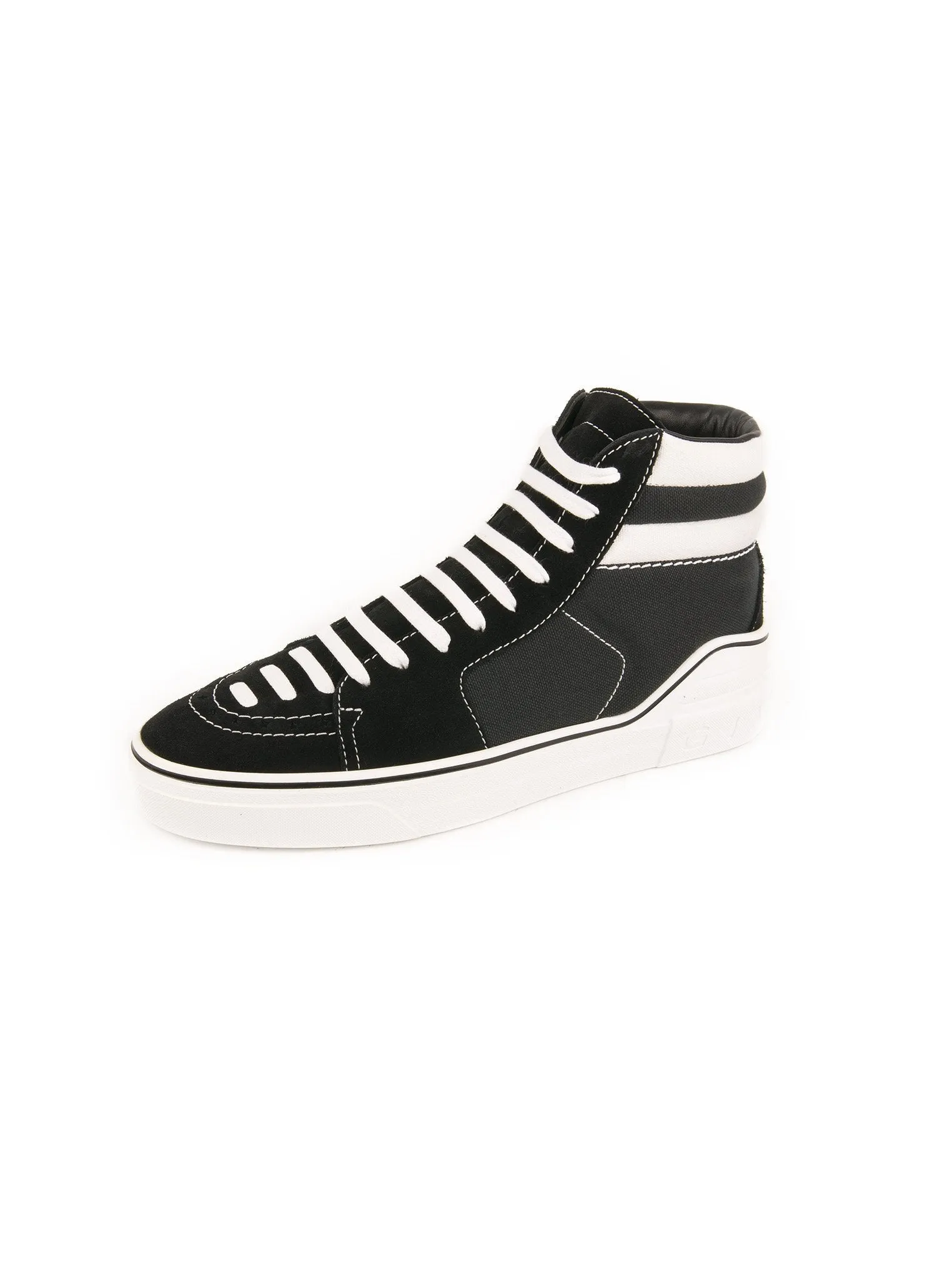 George V Suede And Cotton Canvas High Top Sneakers - Black