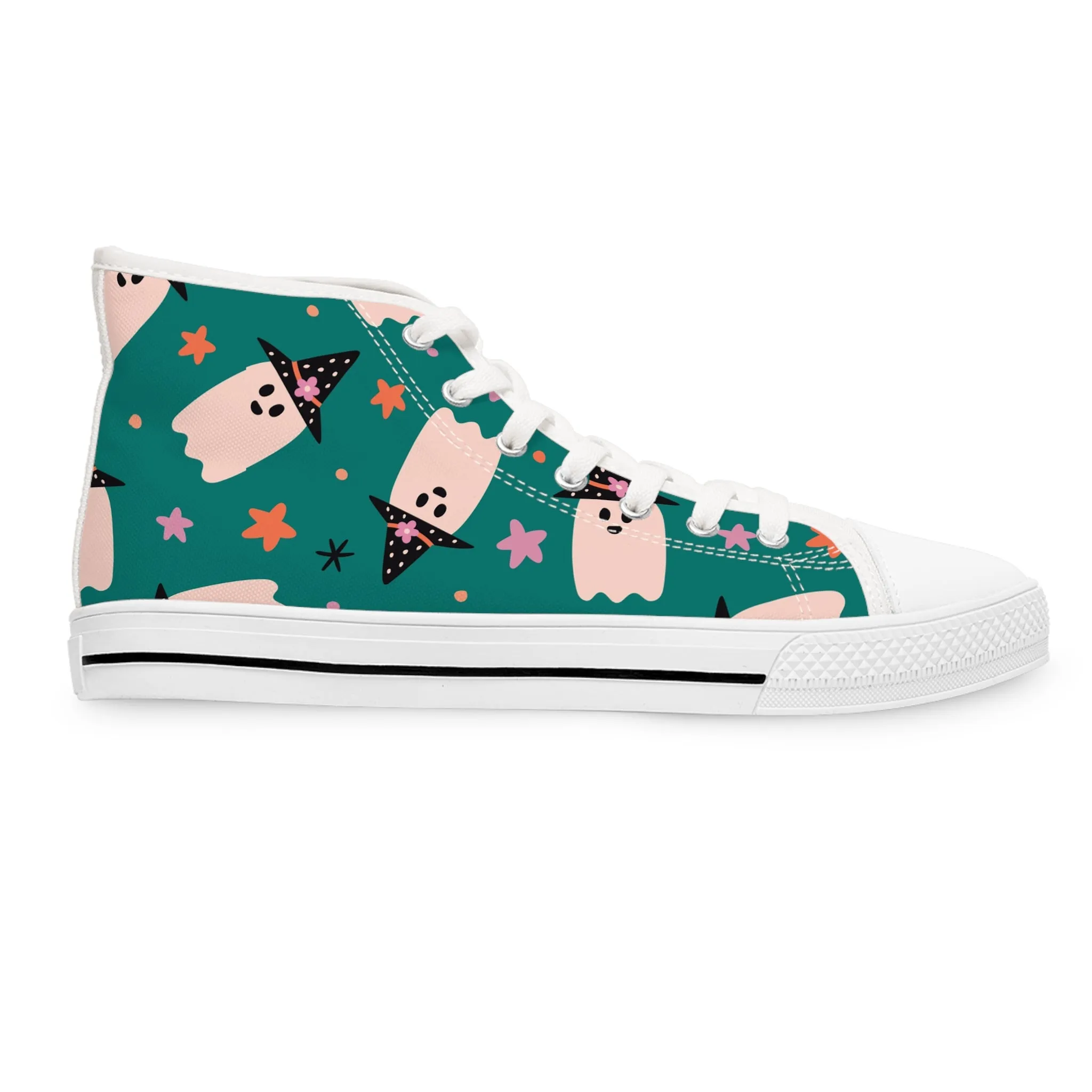 Ghost with Blue Background Women's High Top Sneakers