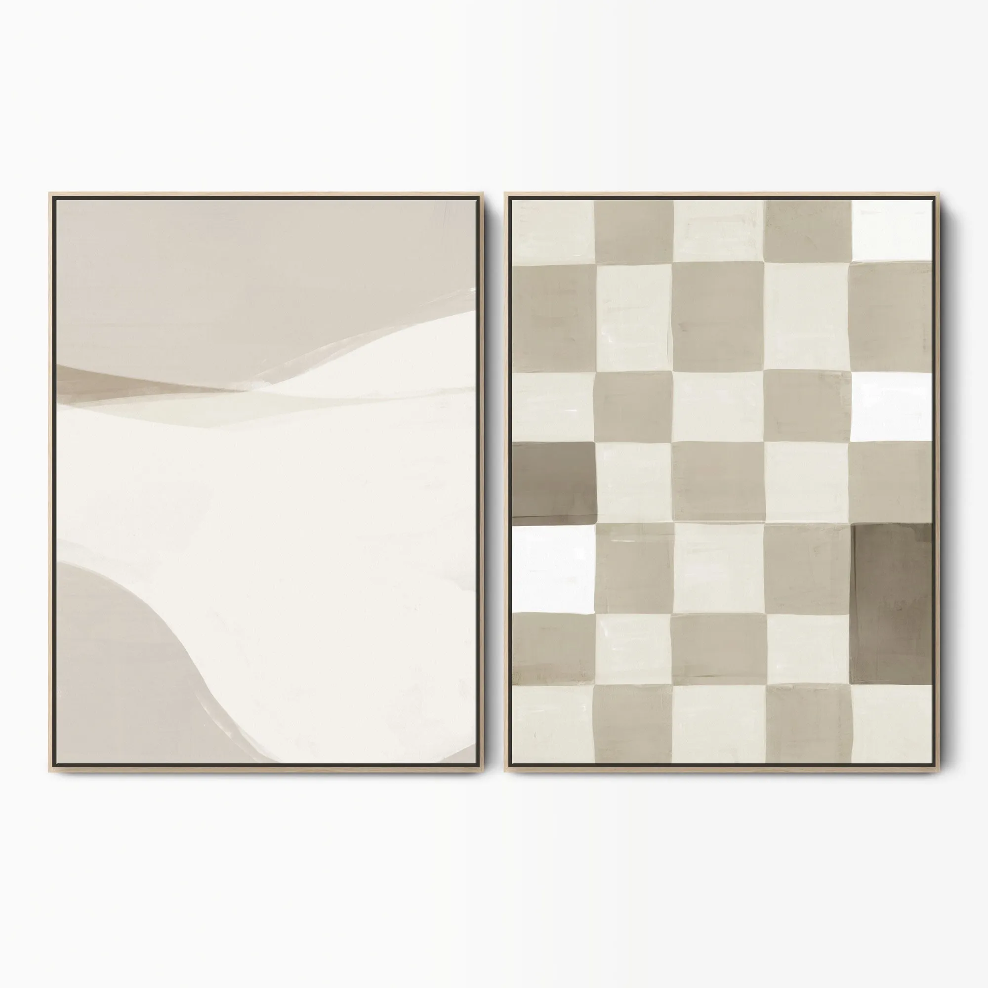 Go With The Flow & Neutral Checkerboard Canvas Set