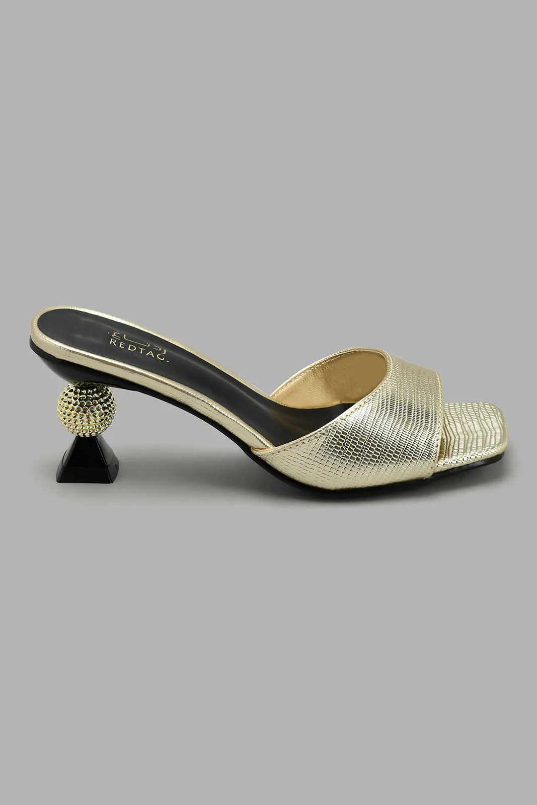 Gold Sculptured Heel Mule