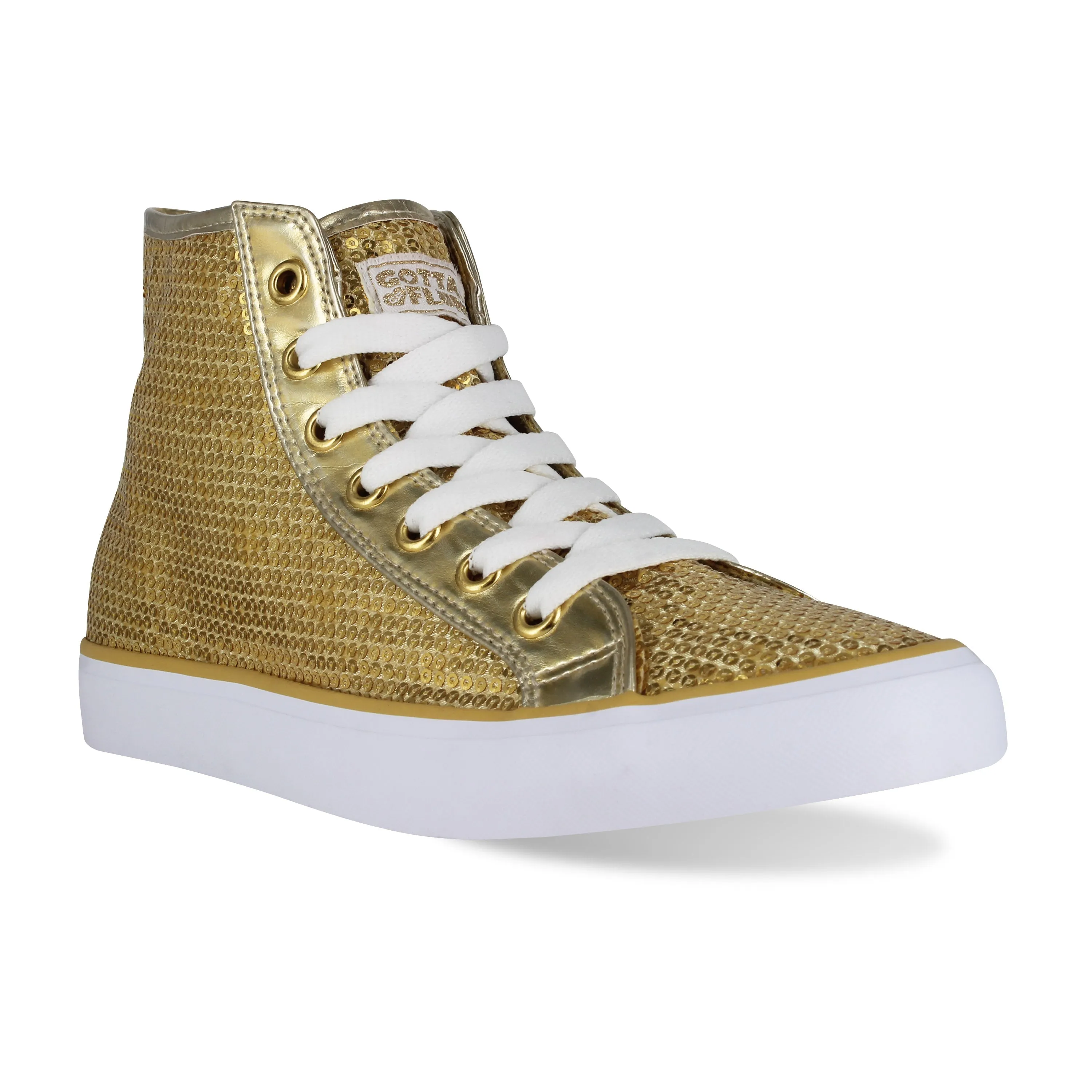 Gotta Flurt Women's Disco II Hi Gold Sequin Hip Hop Dance Sneaker