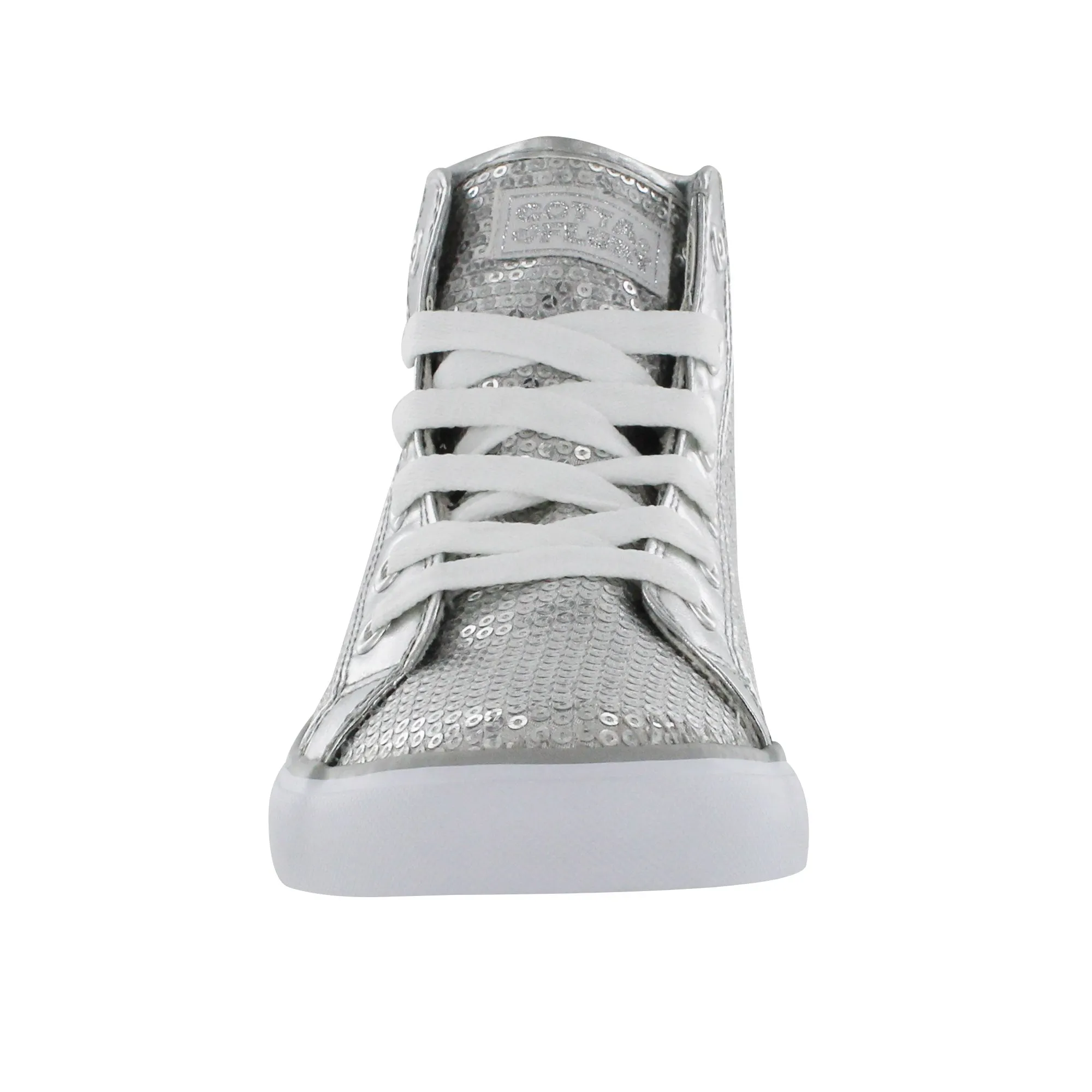 Gotta Flurt Women's Disco II Hi Silver Sequin Hip Hop Dance Sneaker