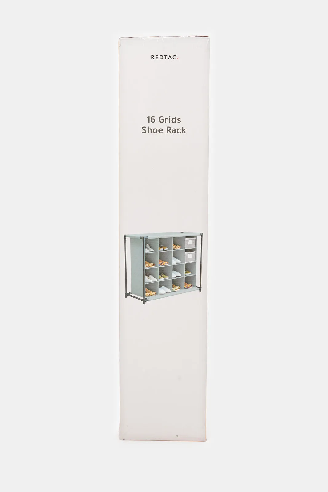 Grey 16-Grid Shoe Rack