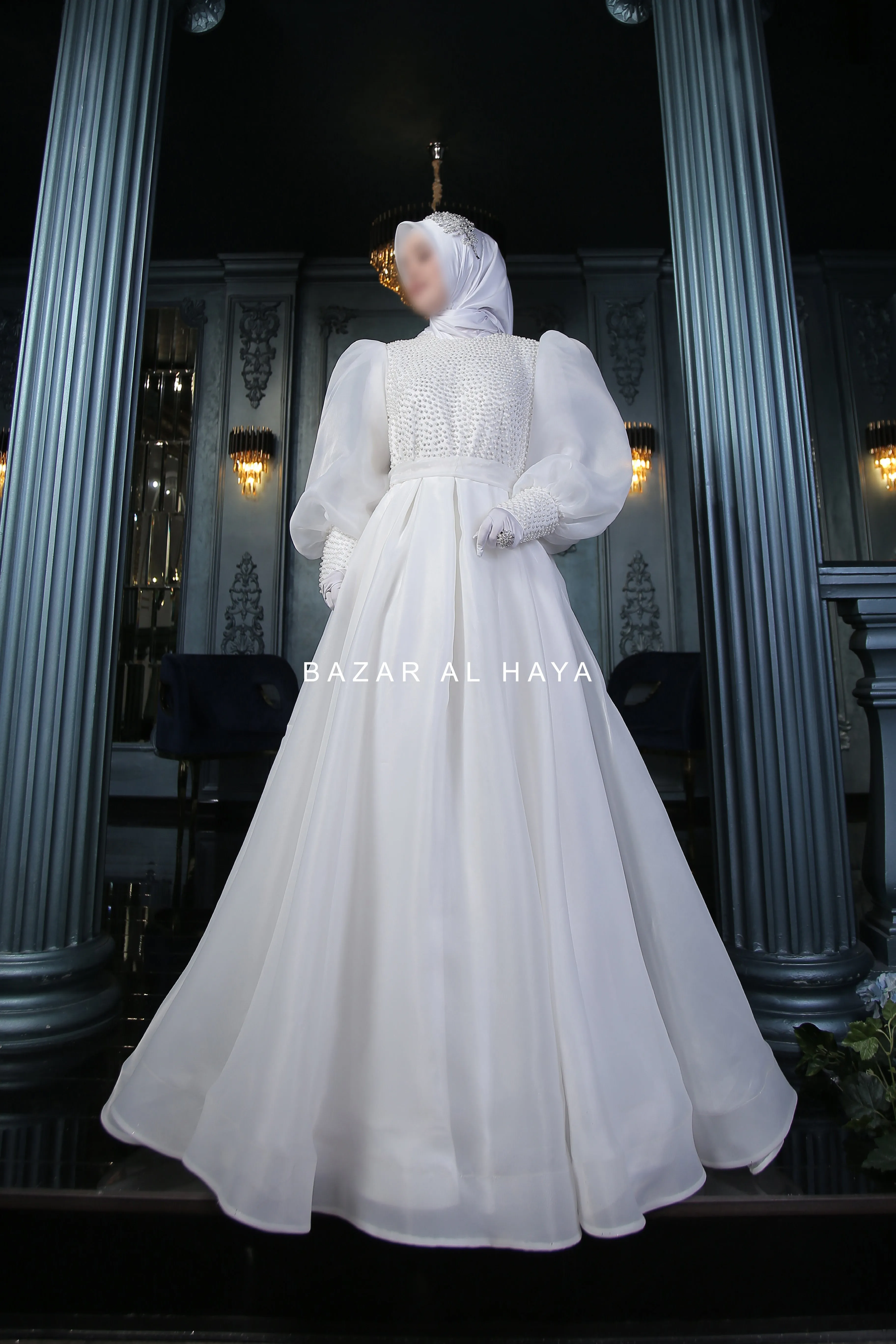 Habiba Pearl Bridal Wedding Dress In Organza & Silk - For Walima & Wedding & Nikkah