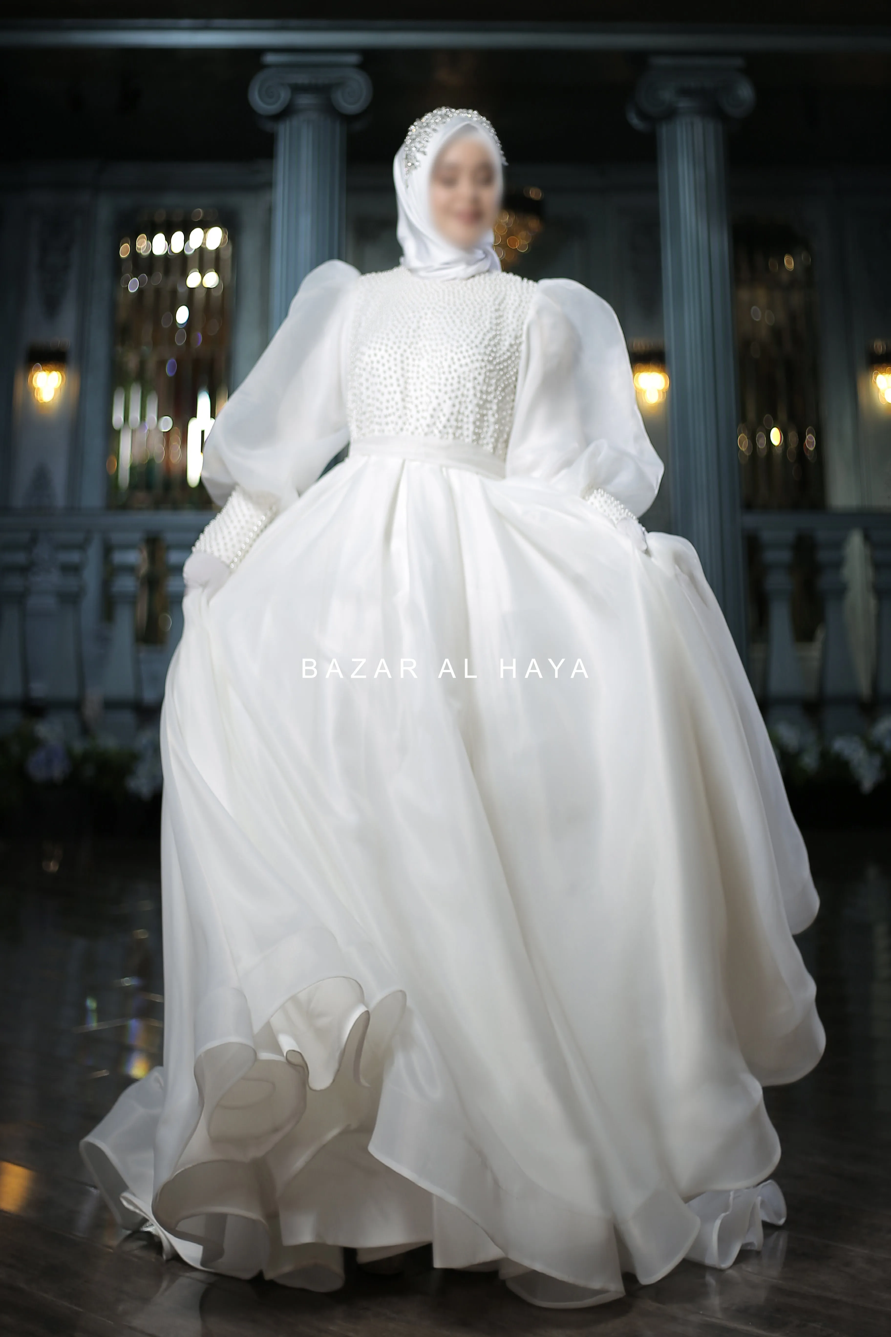 Habiba Pearl Bridal Wedding Dress In Organza & Silk - For Walima & Wedding & Nikkah