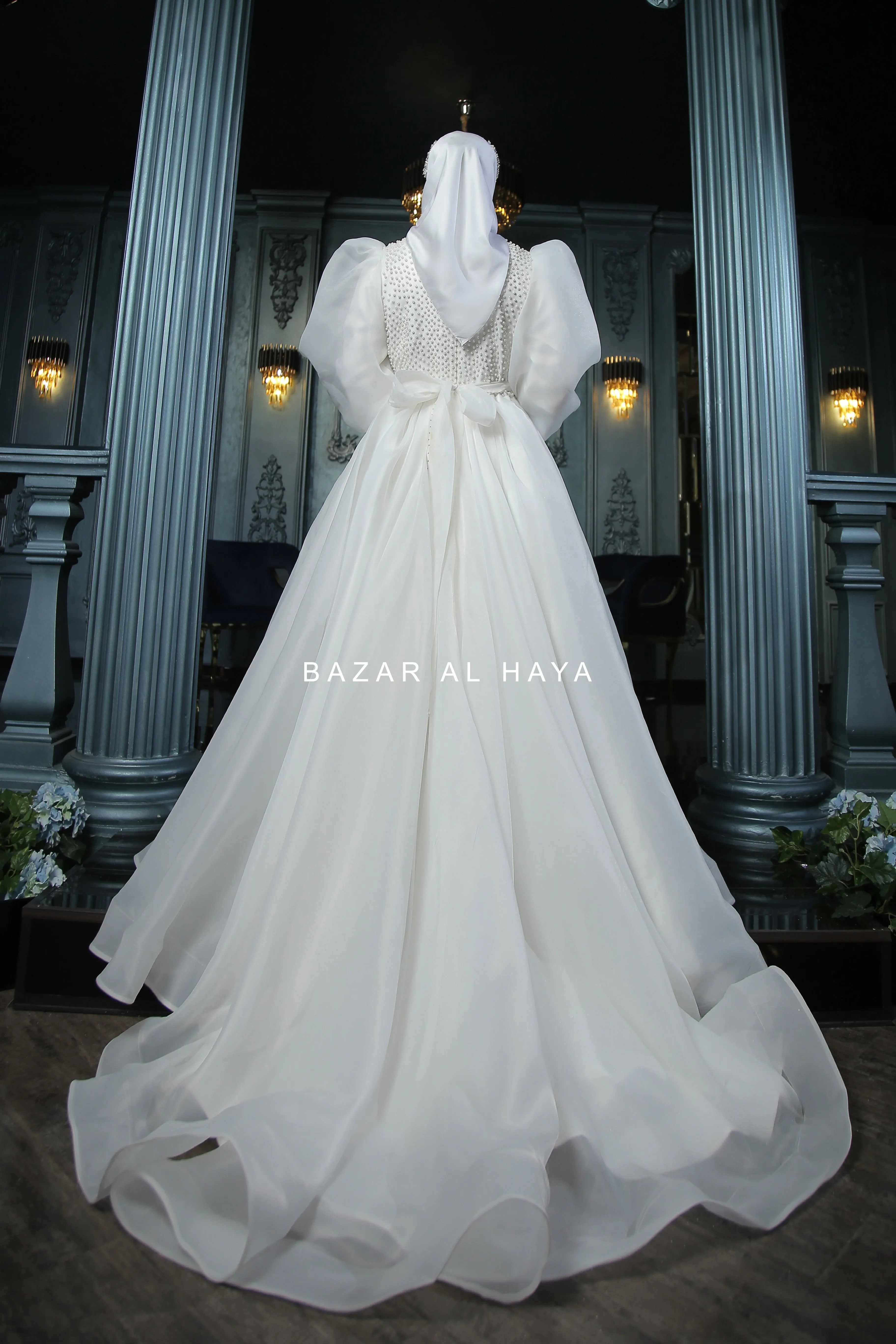 Habiba Pearl Bridal Wedding Dress In Organza & Silk - For Walima & Wedding & Nikkah