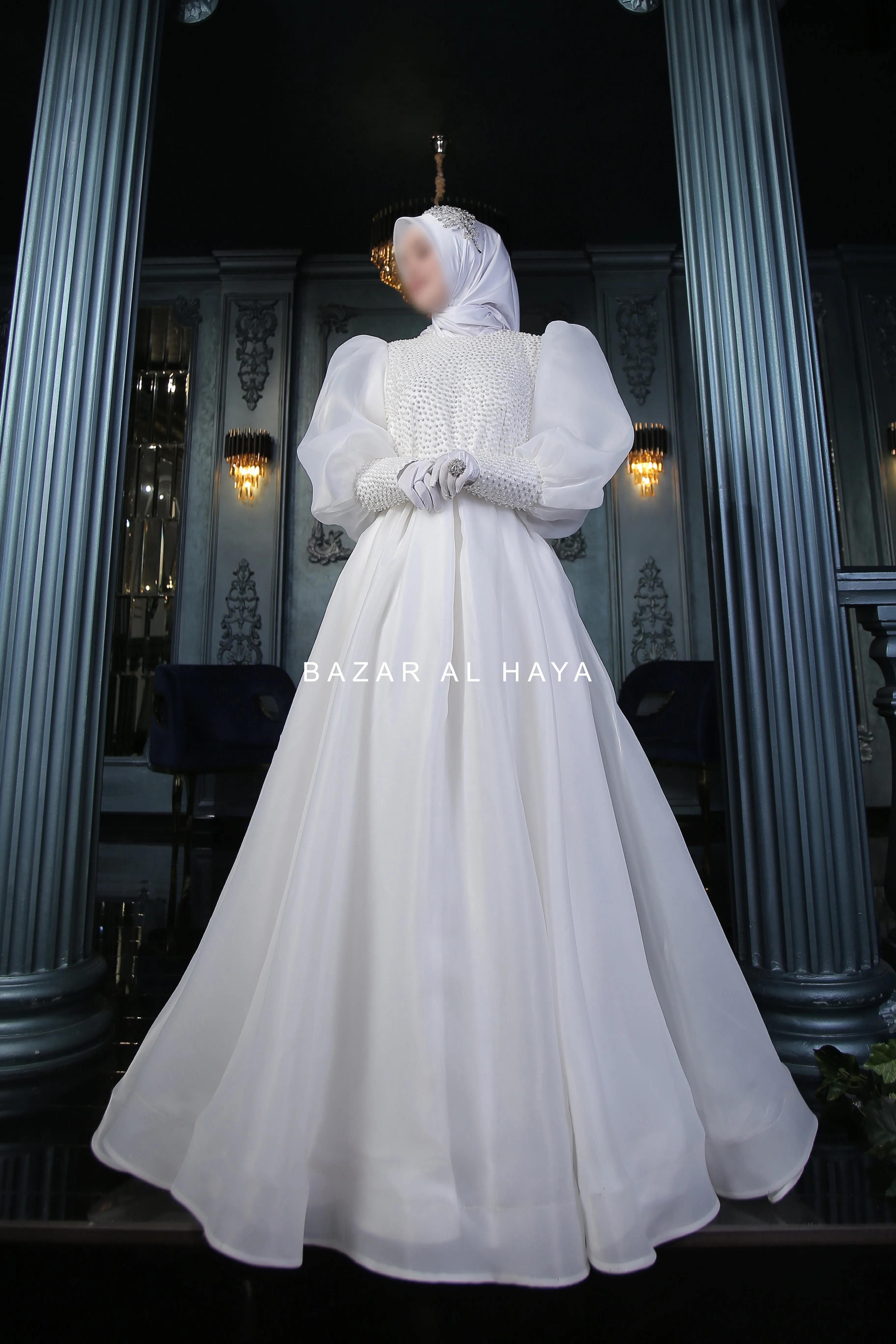 Habiba Pearl Bridal Wedding Dress In Organza & Silk - For Walima & Wedding & Nikkah