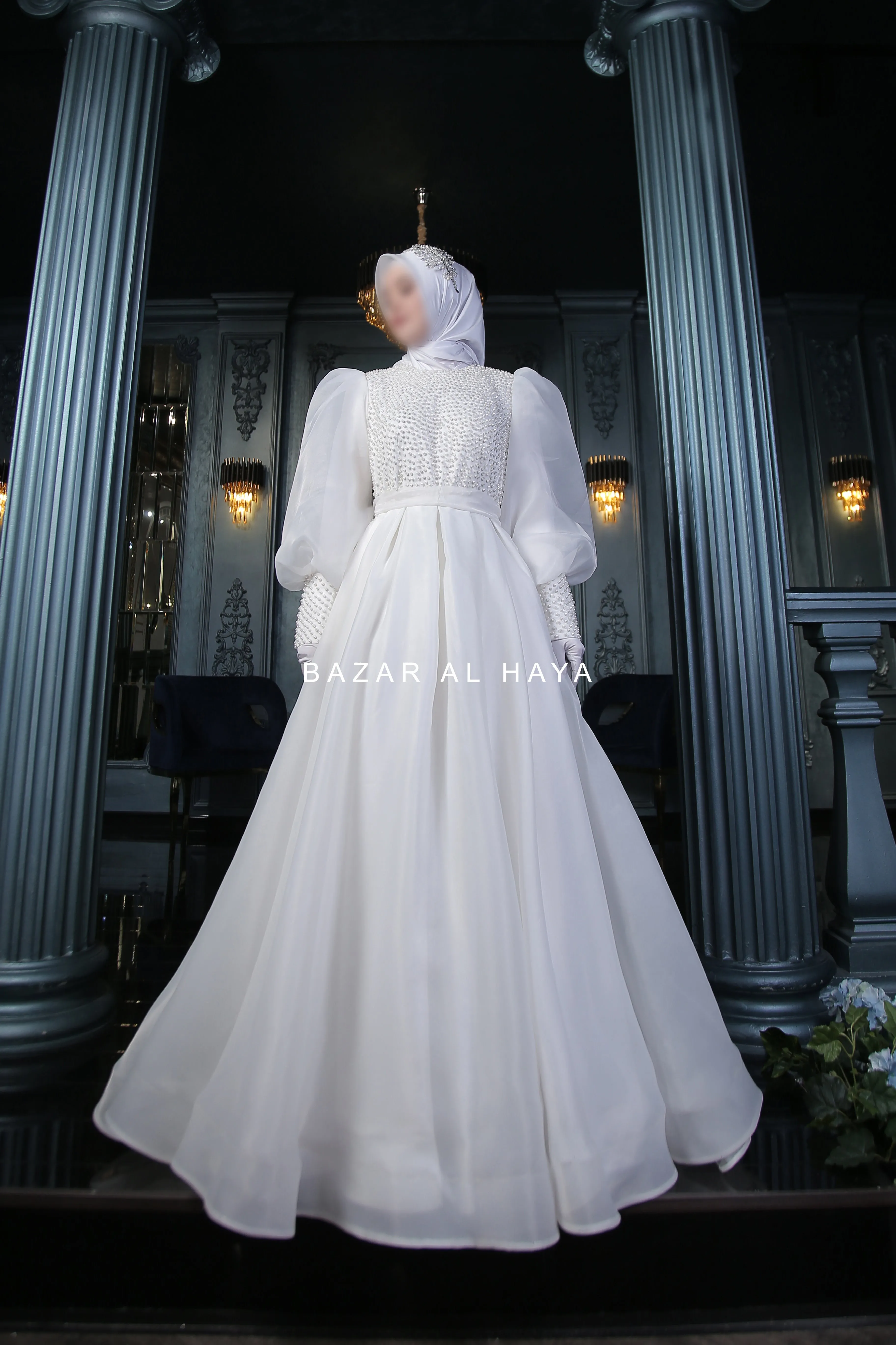 Habiba Pearl Bridal Wedding Dress In Organza & Silk - For Walima & Wedding & Nikkah