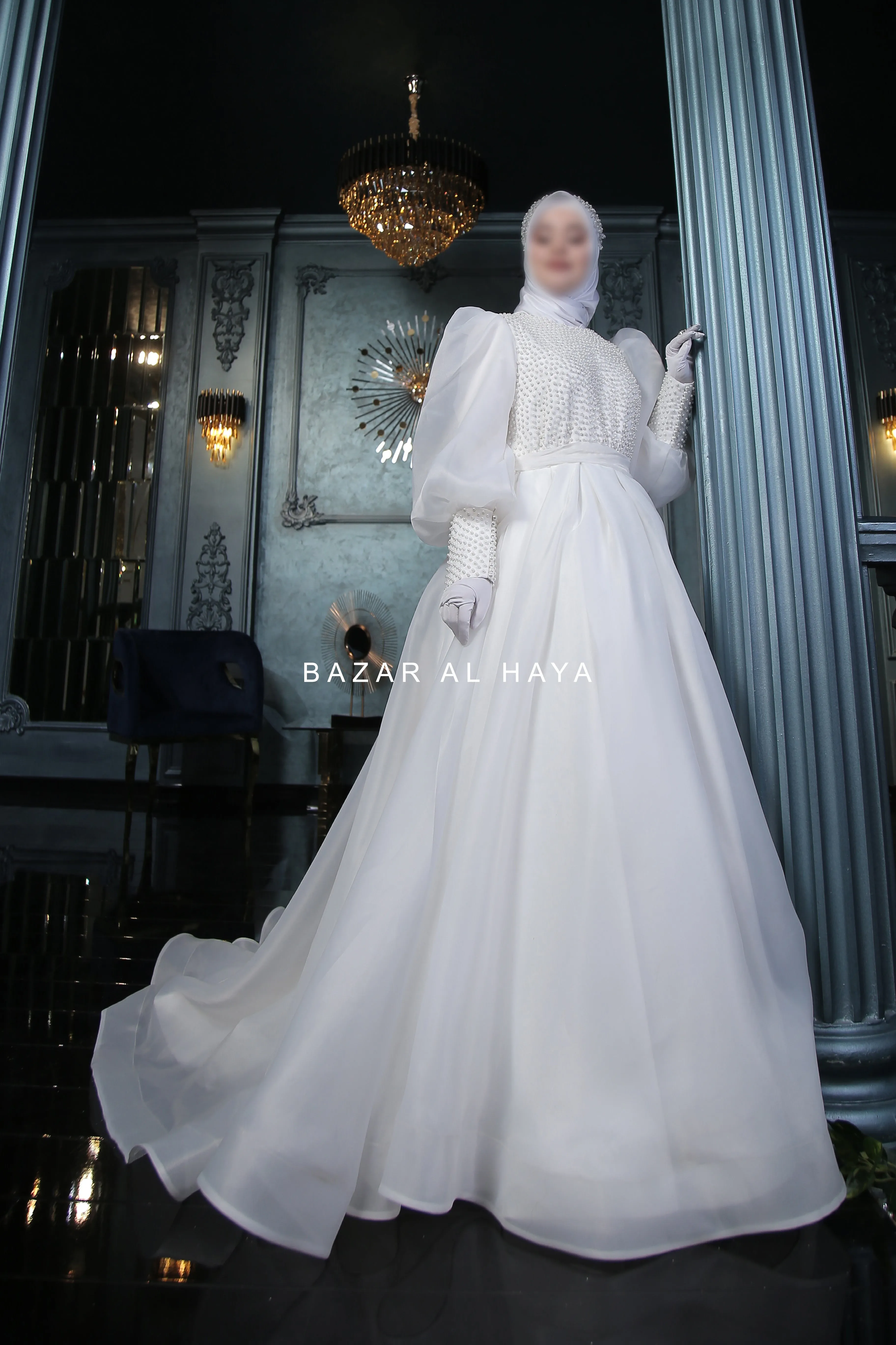 Habiba Pearl Bridal Wedding Dress In Organza & Silk - For Walima & Wedding & Nikkah