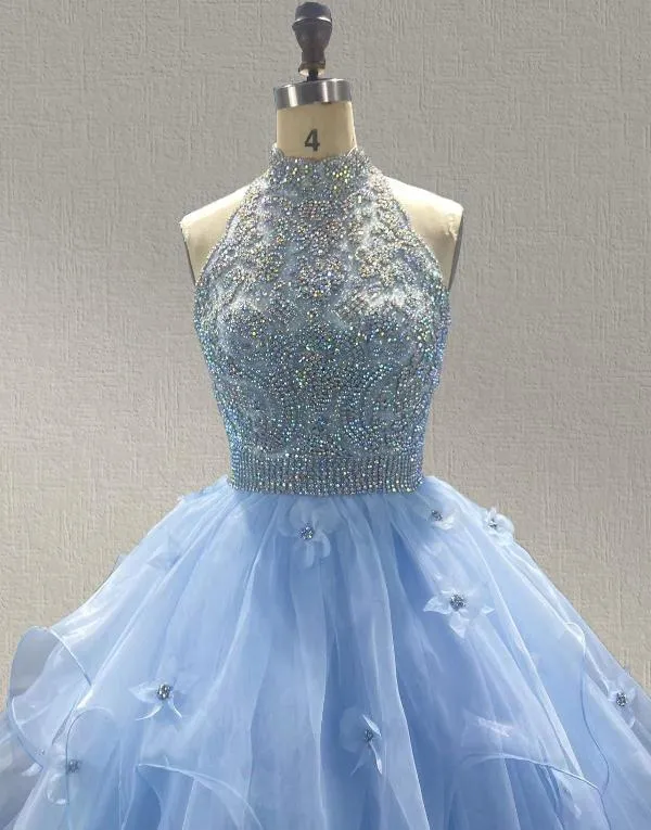 Halter Beaded Bodice Miss Unirerse Gown For Sell