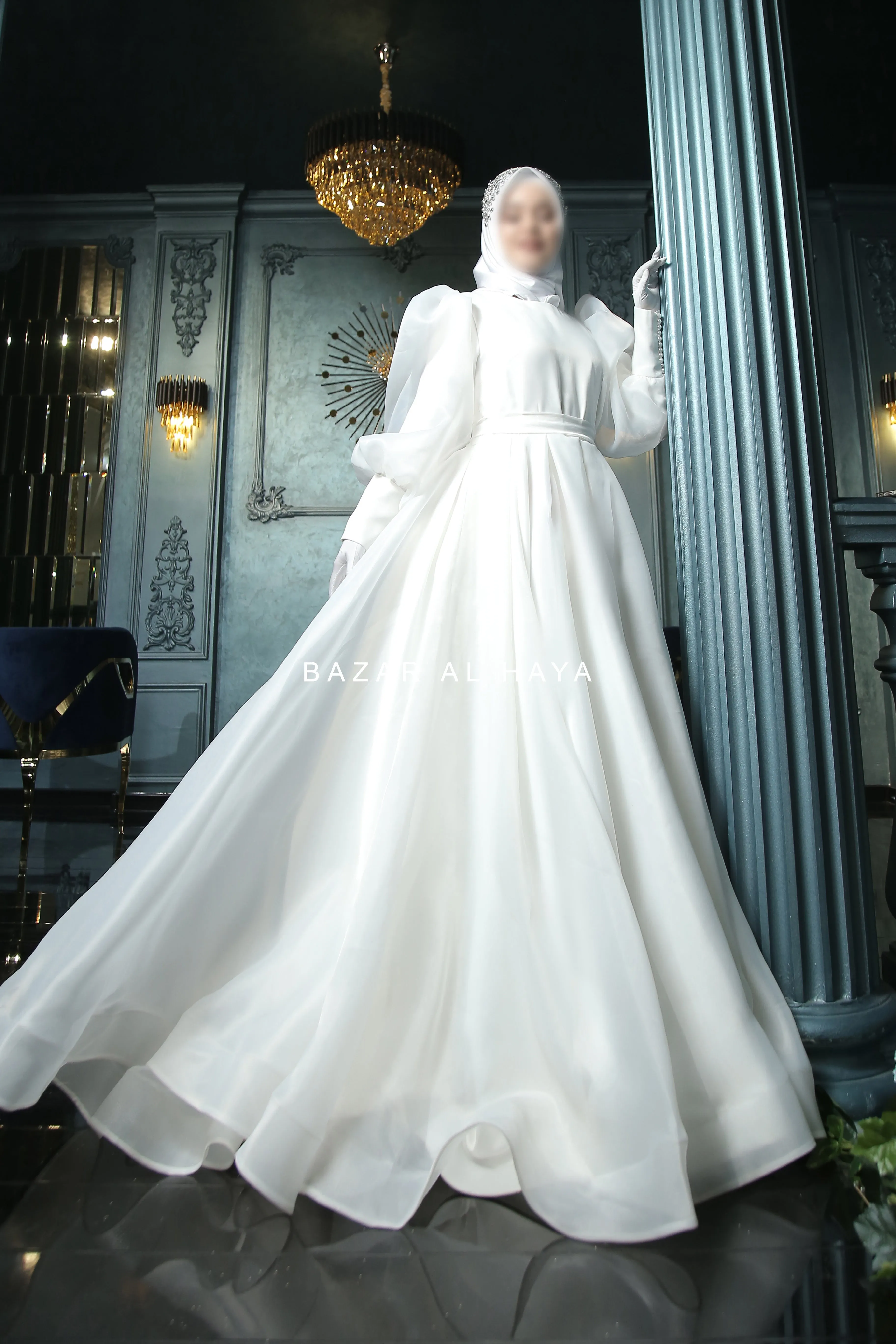 Hanifa Bridal Wedding Dress In Organza & Silk - For Walima & Wedding & Nikkah