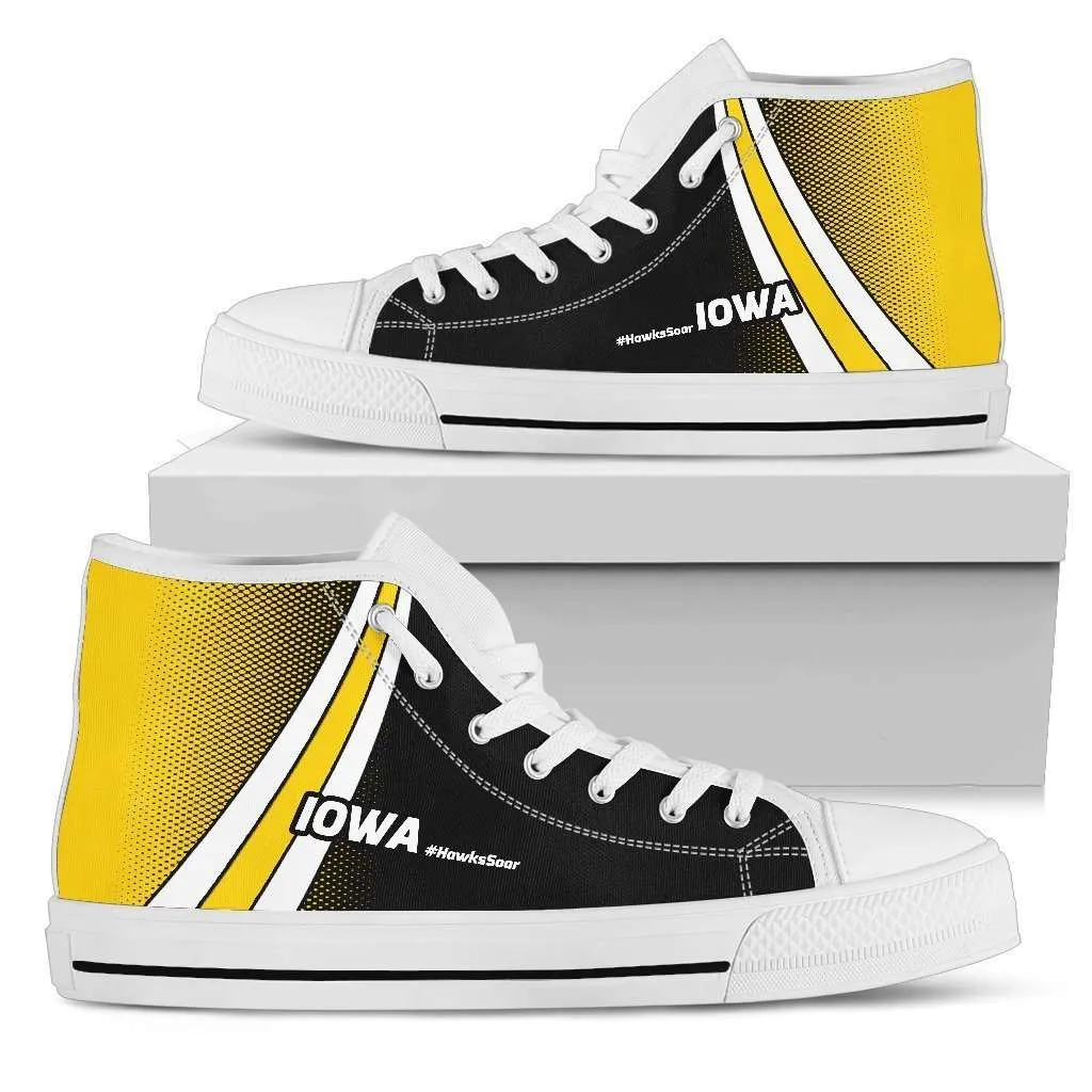 #HawksSoar Iowa Canvas High Top Shoes