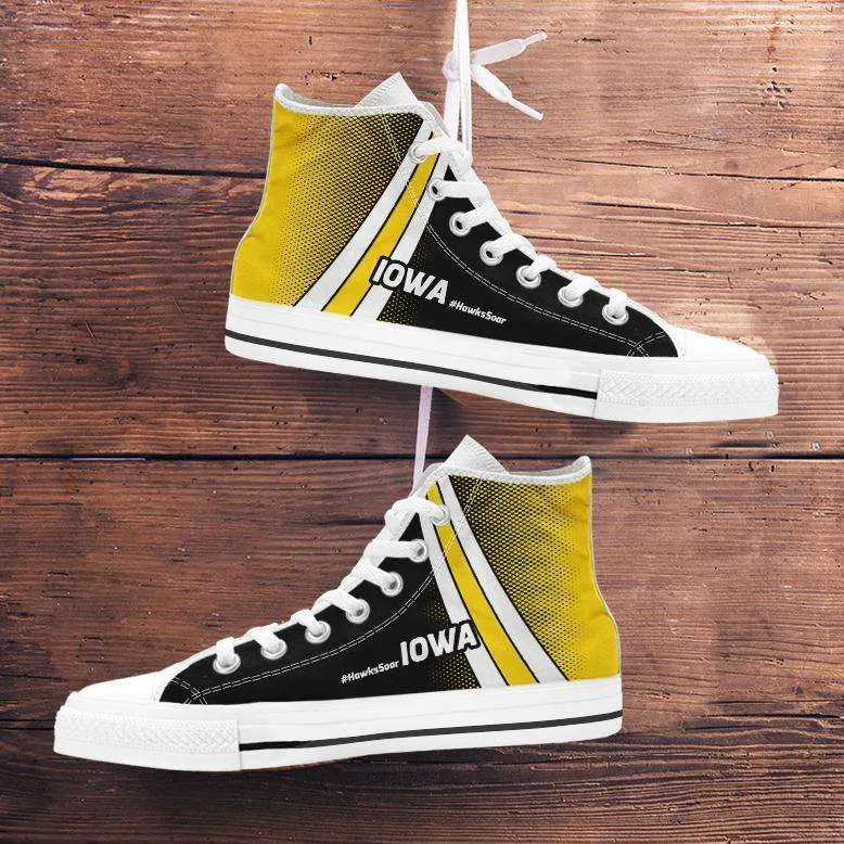 #HawksSoar Iowa Canvas High Top Shoes