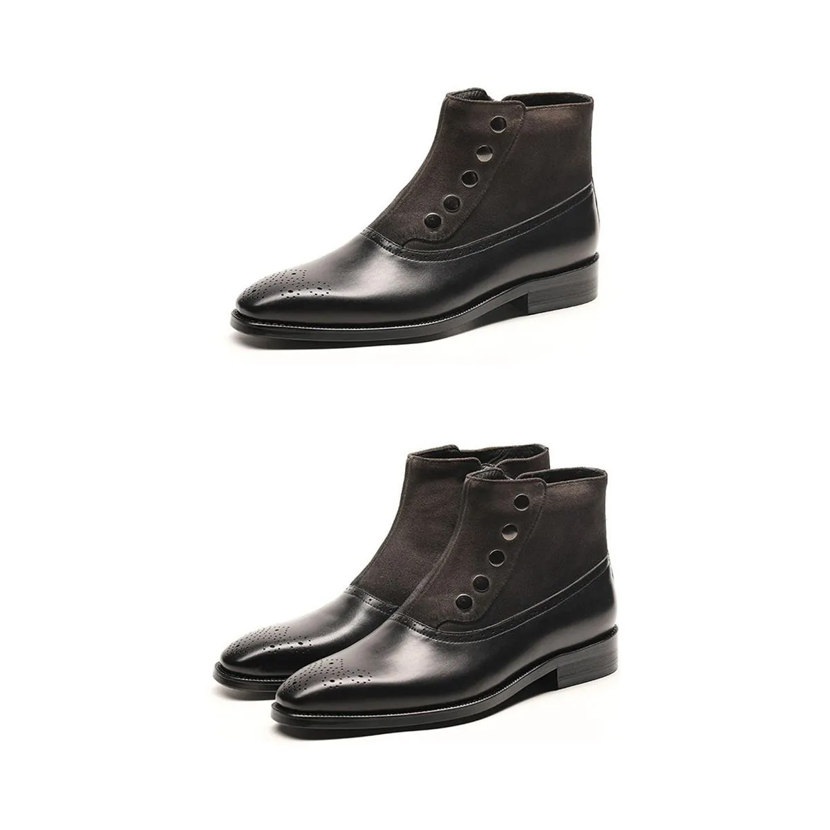 HipsterLux Genuine Cow Leather Chelsea Brogue Ankle Boots