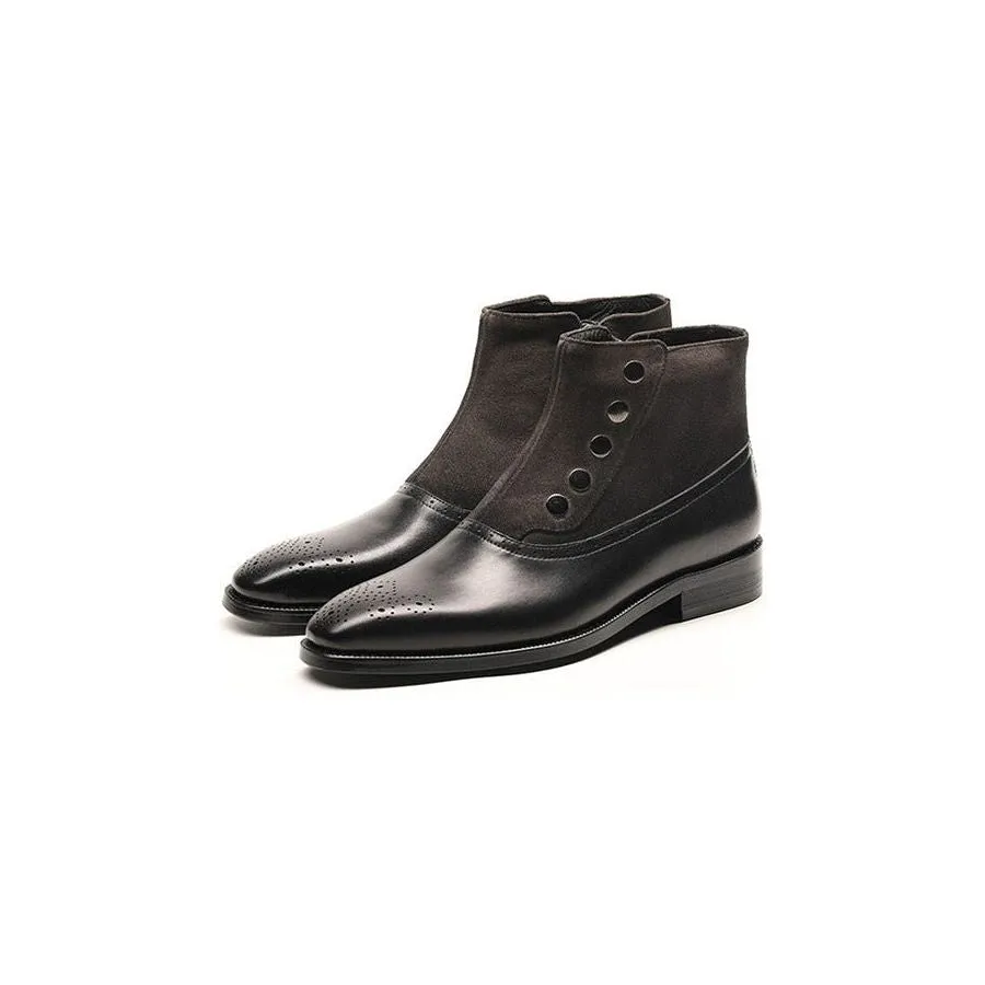 HipsterLux Genuine Cow Leather Chelsea Brogue Ankle Boots