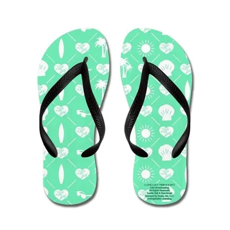 I Love Lucy: Teal Logo Print Women's Flip Flops