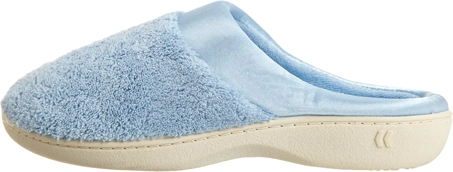 isotoner Women's Microterry Pillowstep Slippers with Satin Cuff