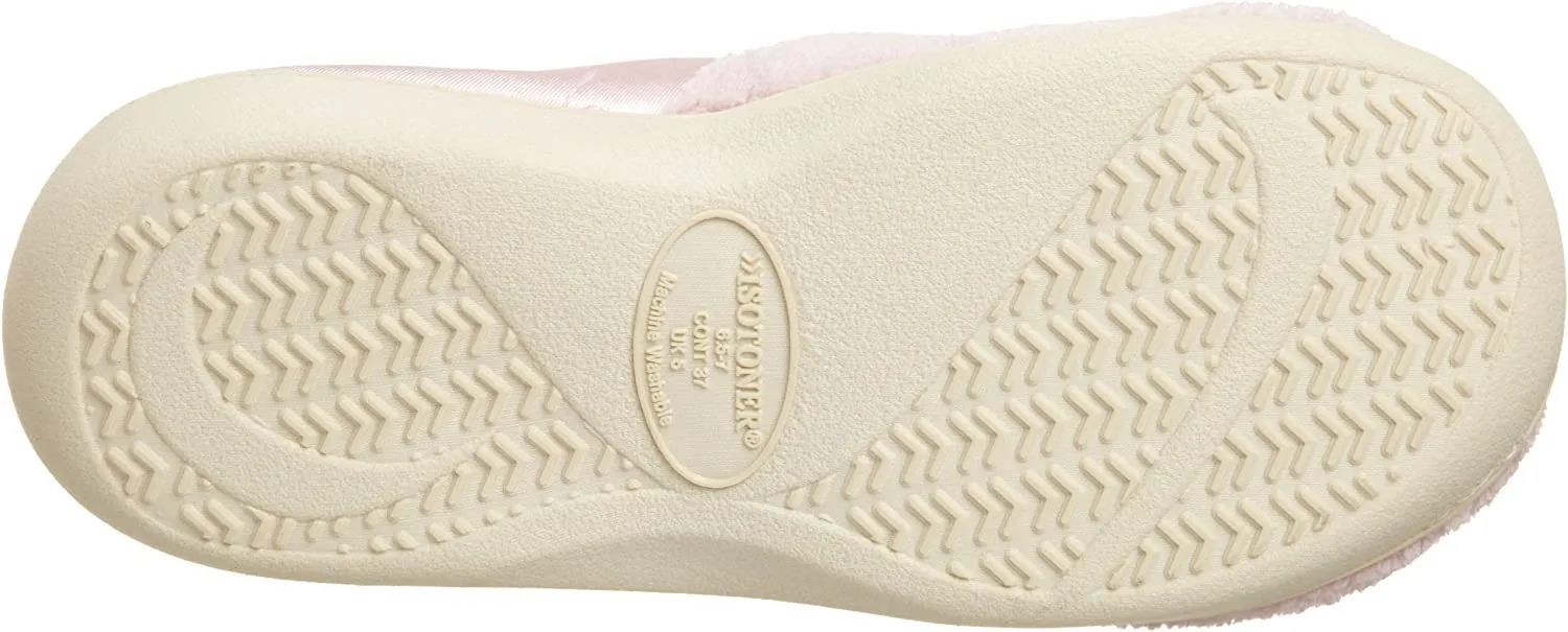 isotoner Women's Microterry Pillowstep Slippers with Satin Cuff