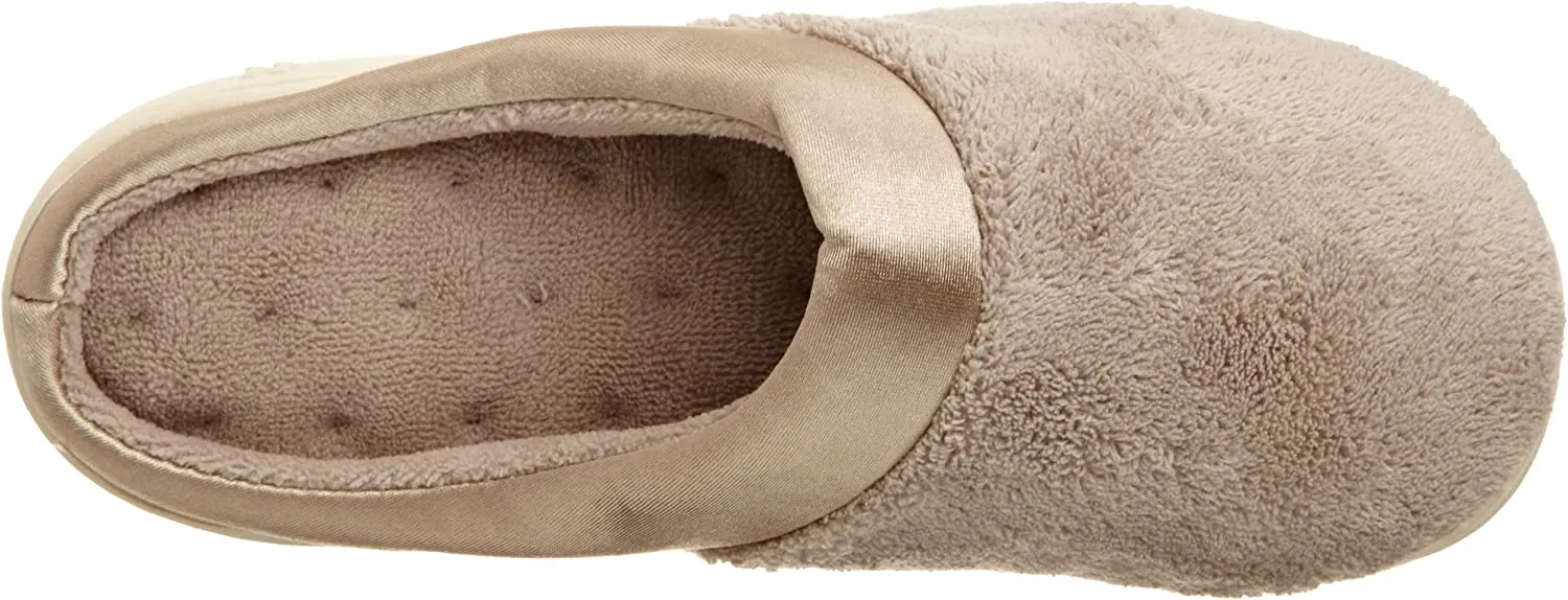 isotoner Women's Microterry Pillowstep Slippers with Satin Cuff