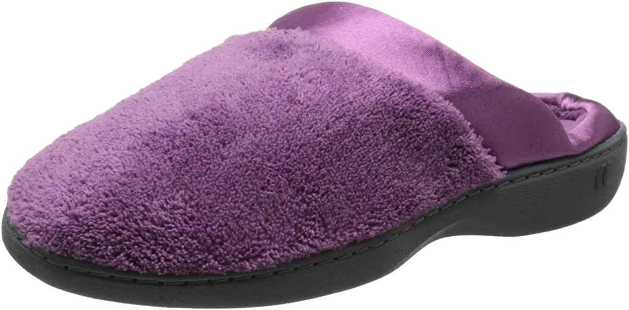 isotoner Women's Microterry Pillowstep Slippers with Satin Cuff