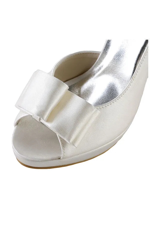 Ivory Satin Peep Toe High Heel High Quality Classy Prom Shoes S120