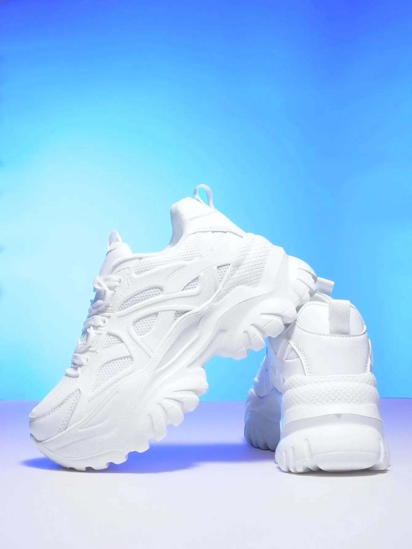 Joskaa 2024 New Plain White Platform Sneakers