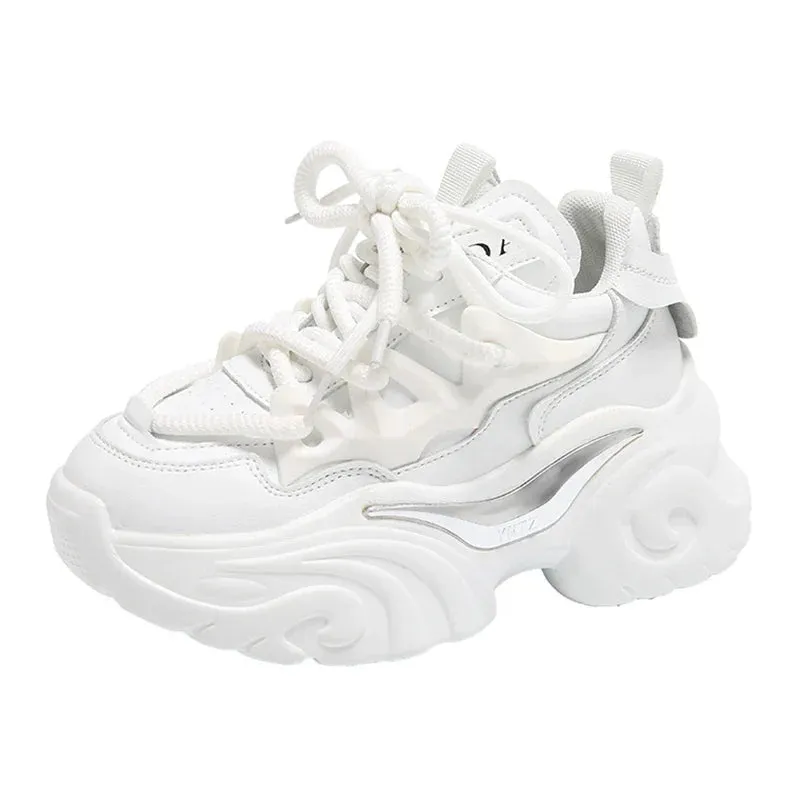 Joskaa 2024 New Plain White Platform Sneakers