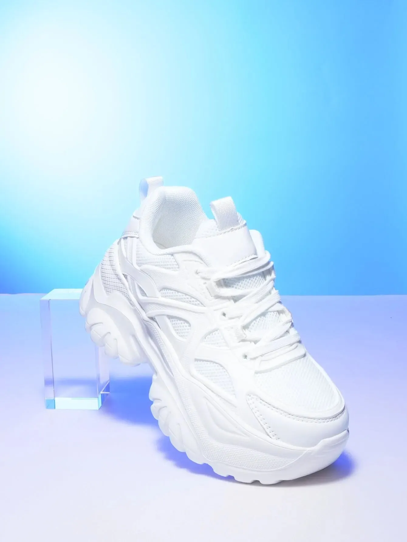 Joskaa 2024 New Plain White Platform Sneakers