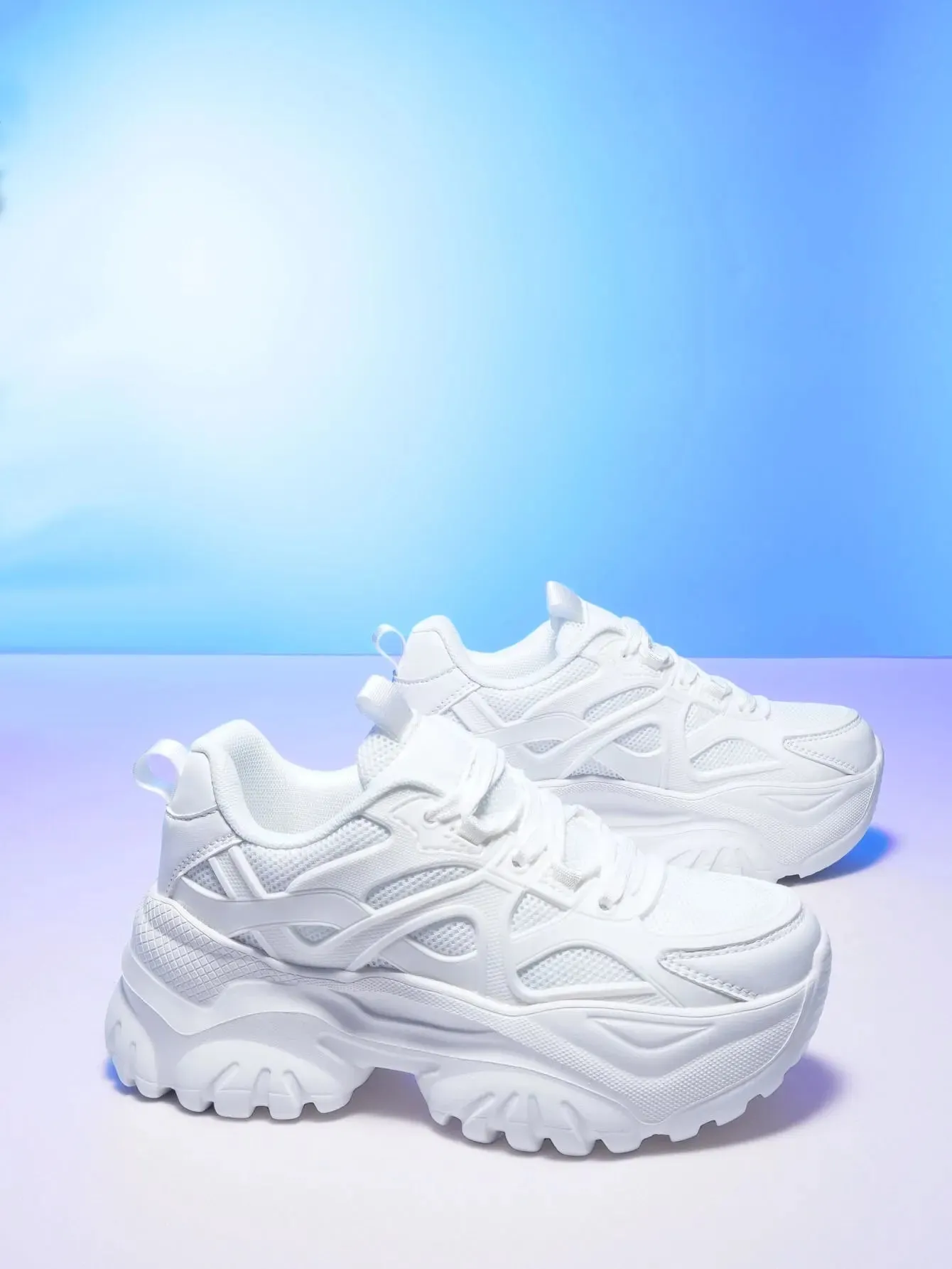 Joskaa 2024 New Plain White Platform Sneakers