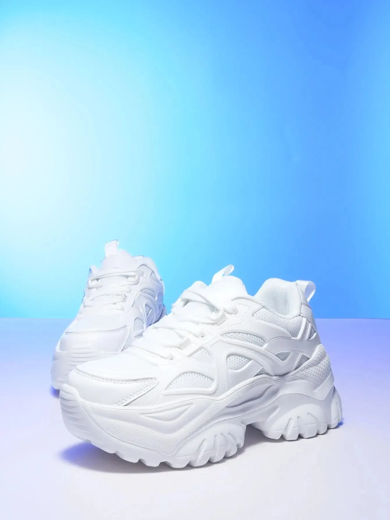 Joskaa 2024 New Plain White Platform Sneakers