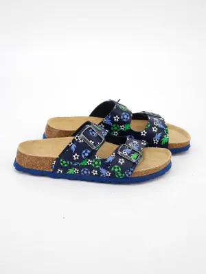 Kids Boy Football-Print Slide Sandals,Navy