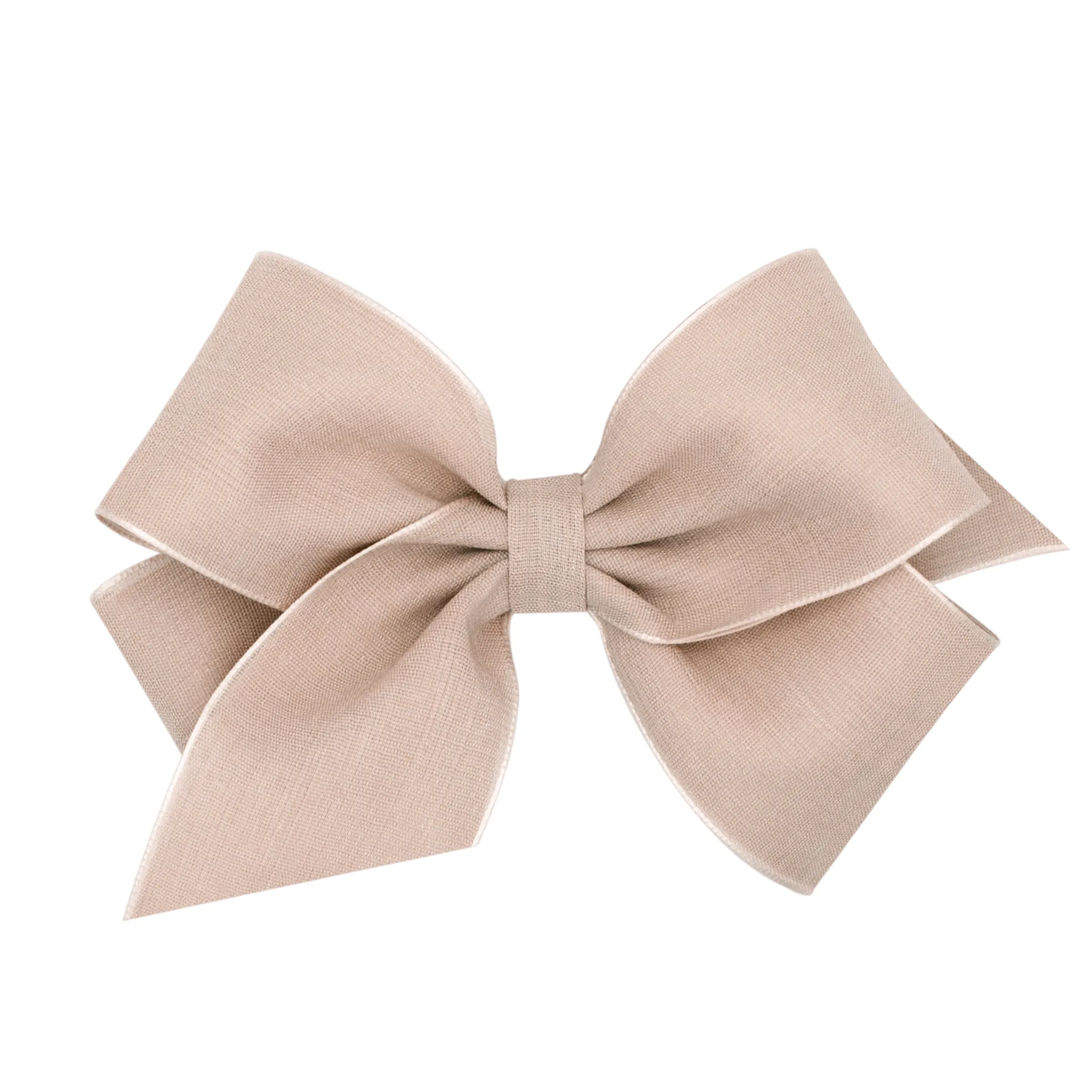 King Canvas Linen & Satin Overlay Hair Bow on Clippie