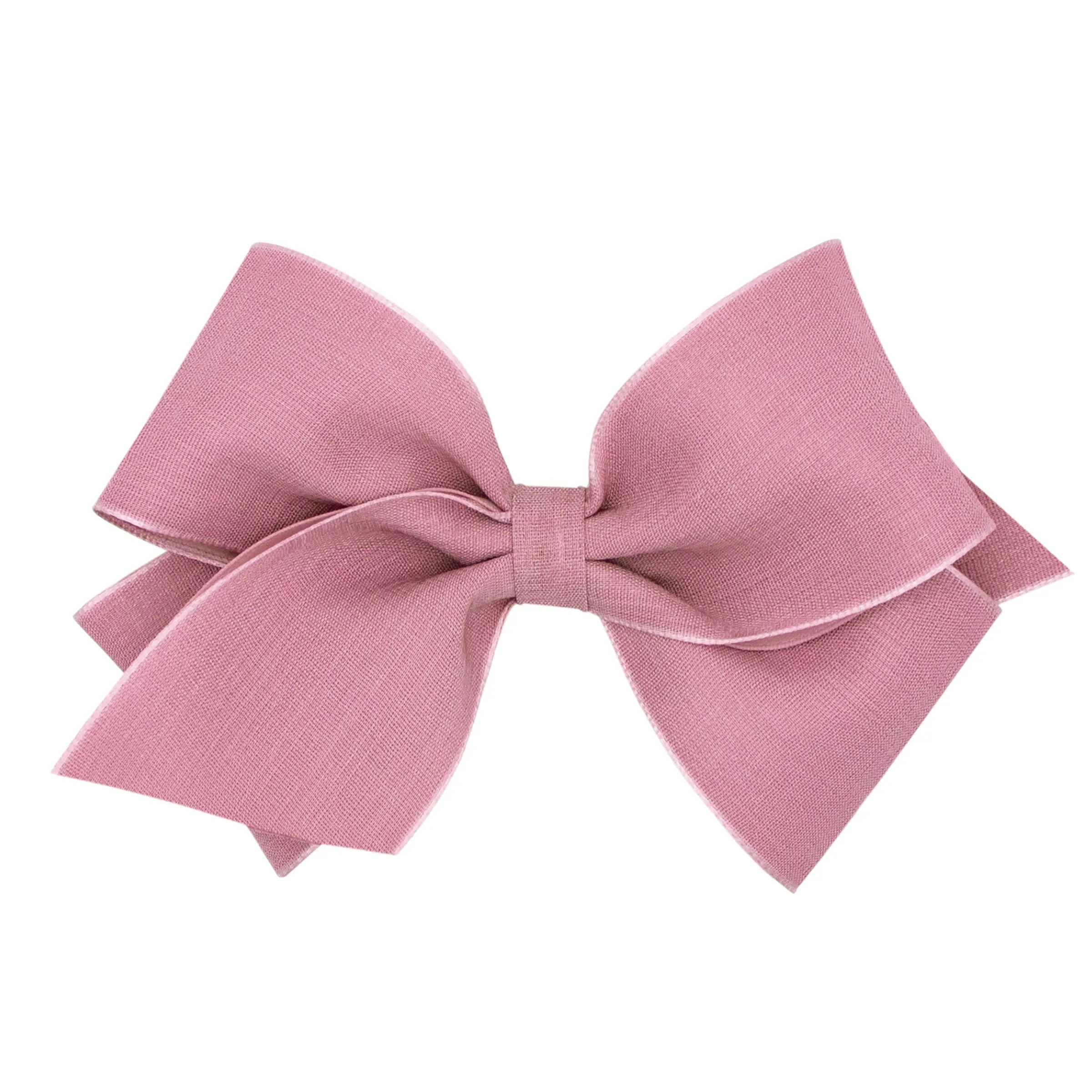 King Canvas Linen & Satin Overlay Hair Bow on Clippie